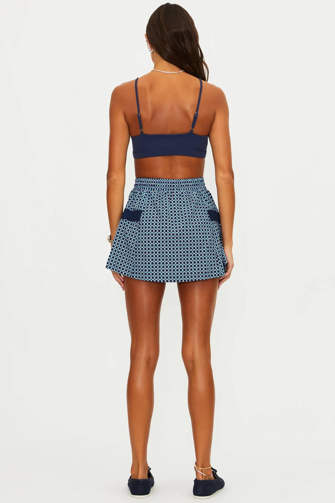 BEACHRIOT Clyde Skirt in Twilight Tides Geo with flowing fabric and vibrant pattern, perfect for beach or casual wear.