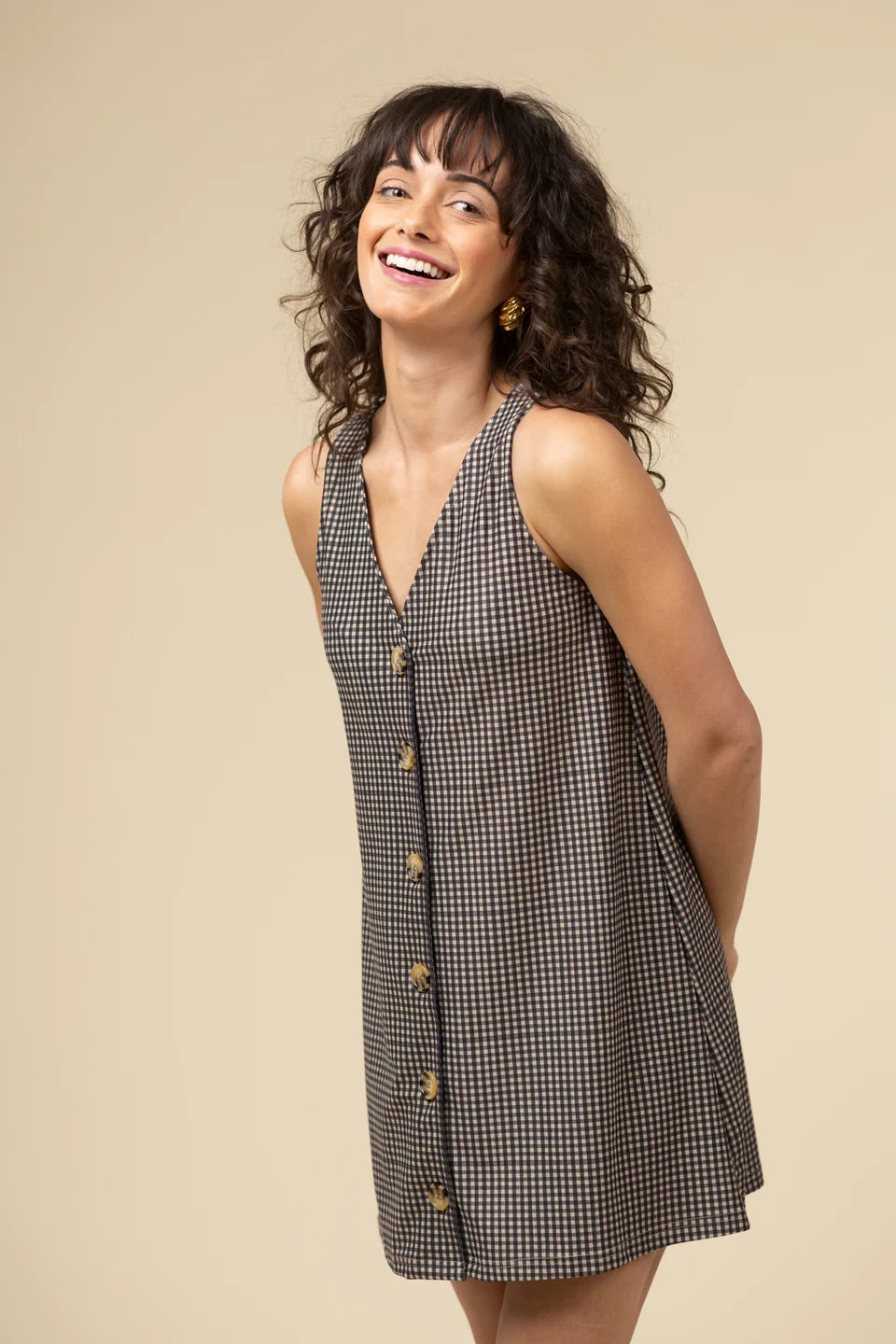 The Dorothy Dress - Black Beige Gingham