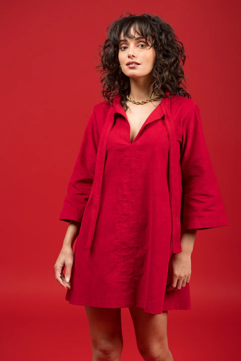 The Phoebe Corduroy Dress - Red