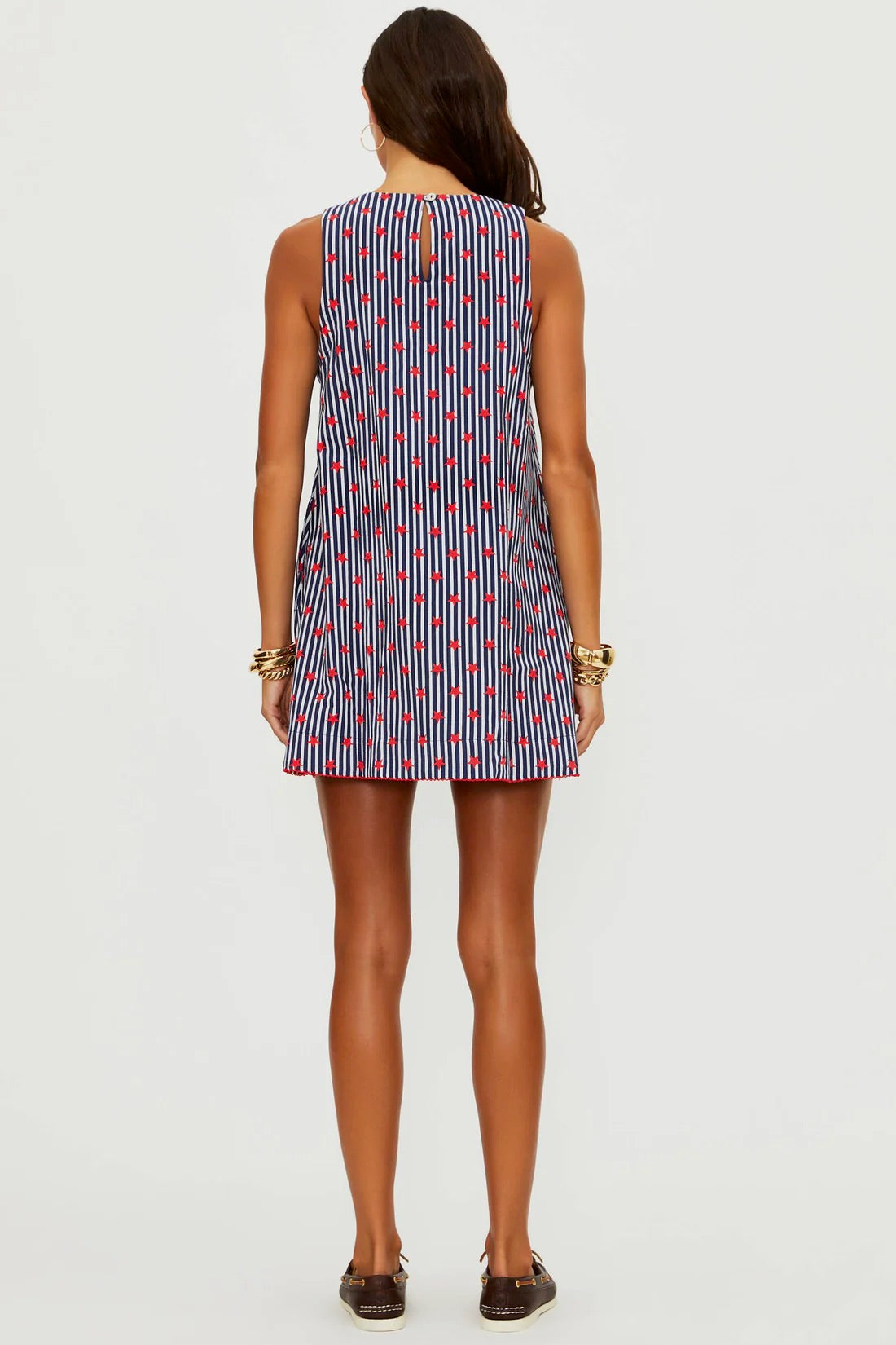 BEACHRIOT Caprina Mini Dress Star Spangled Seas with floral pattern and sleeveless design, perfect for summer beachwear.