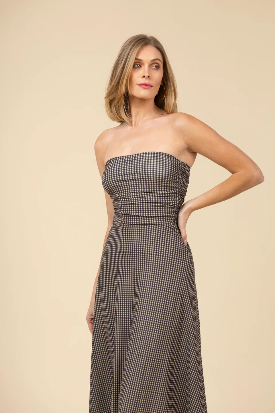 The Gloria Dress - Black Beige Gingham