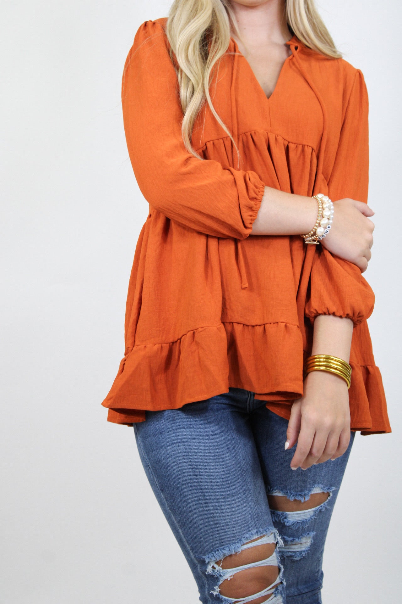 Rust is a Must Babydoll Top - Shopsisterology