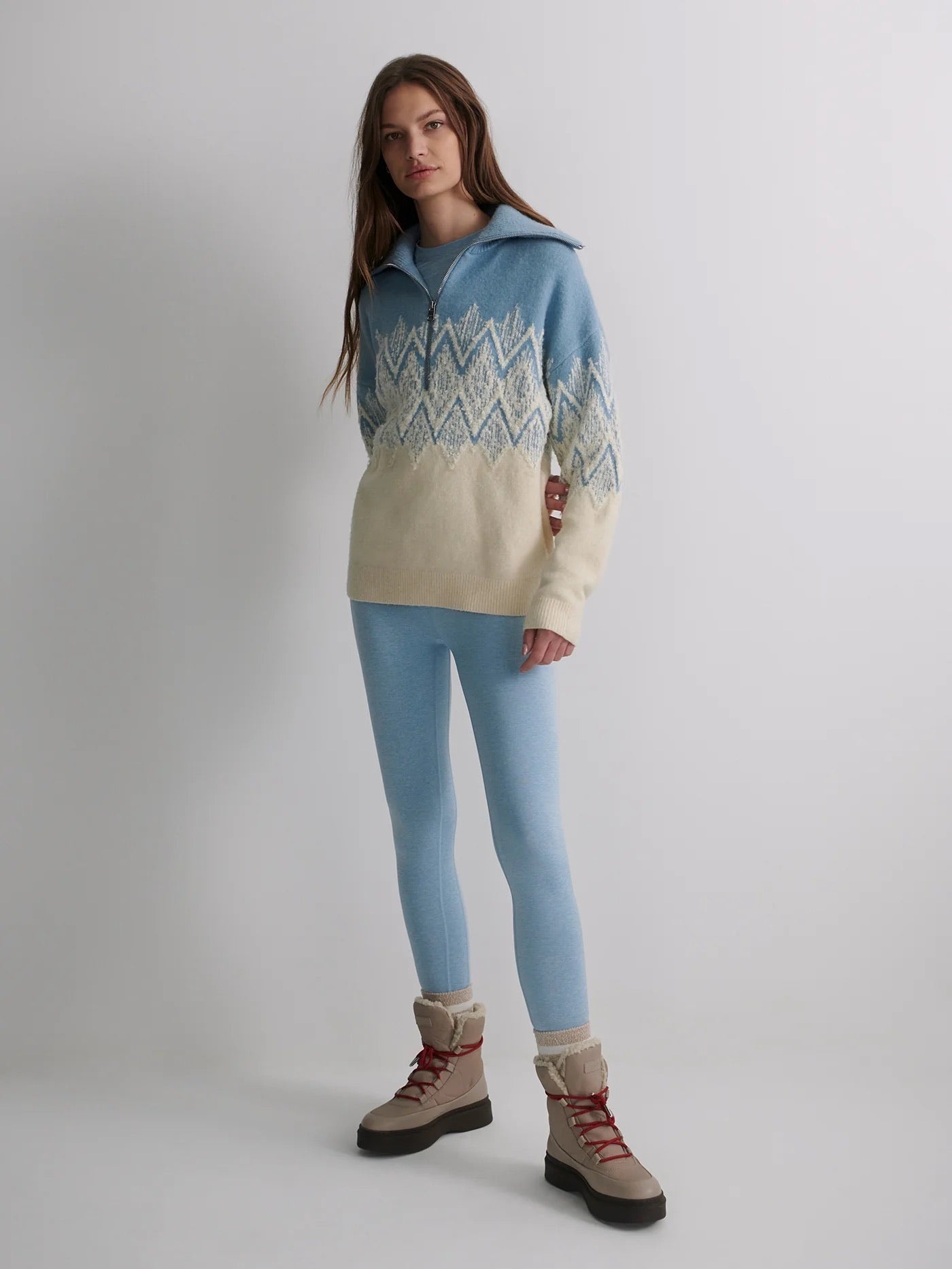 Hedda Fairisle Half Zip - Ashley Blue