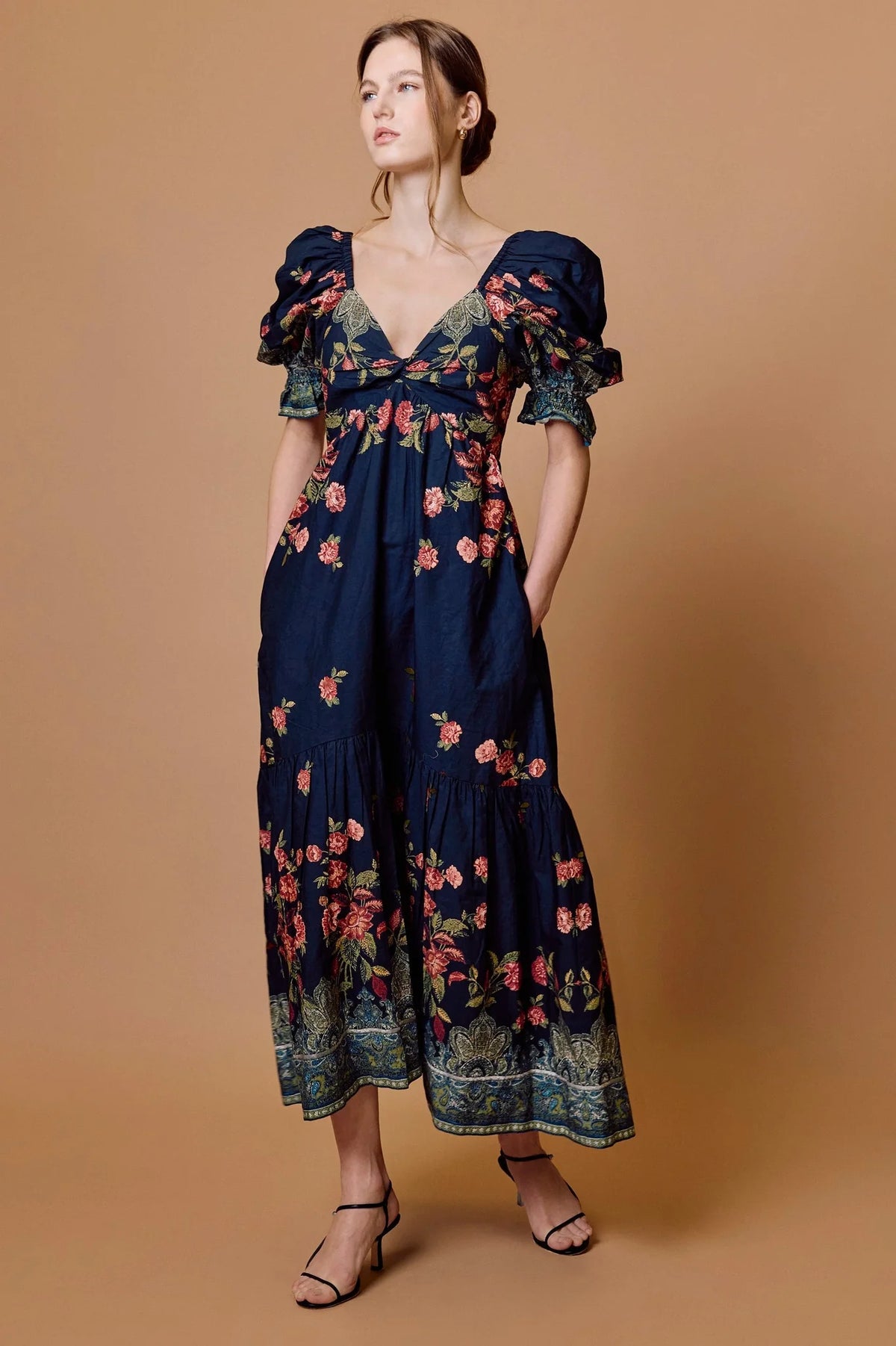 Eglantine Jewel Ankle Dress by CLEOBELLA featuring a fitted silhouette, intricate jewel detailing, and elegant ankle-length design.