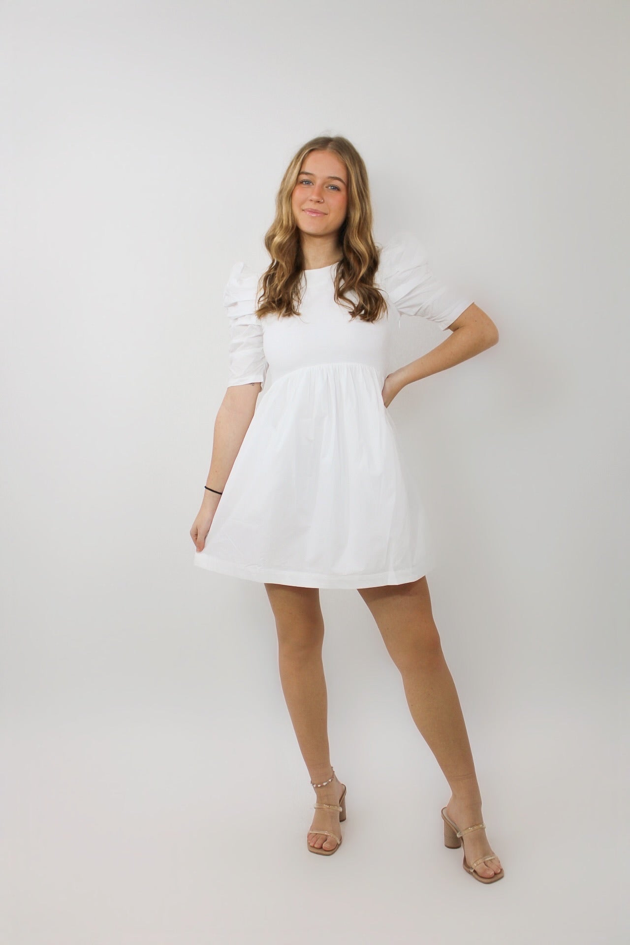 Pleated Puff Sleeve Mini Dress Small Pleated Puff Sleeve Mini Dress Small