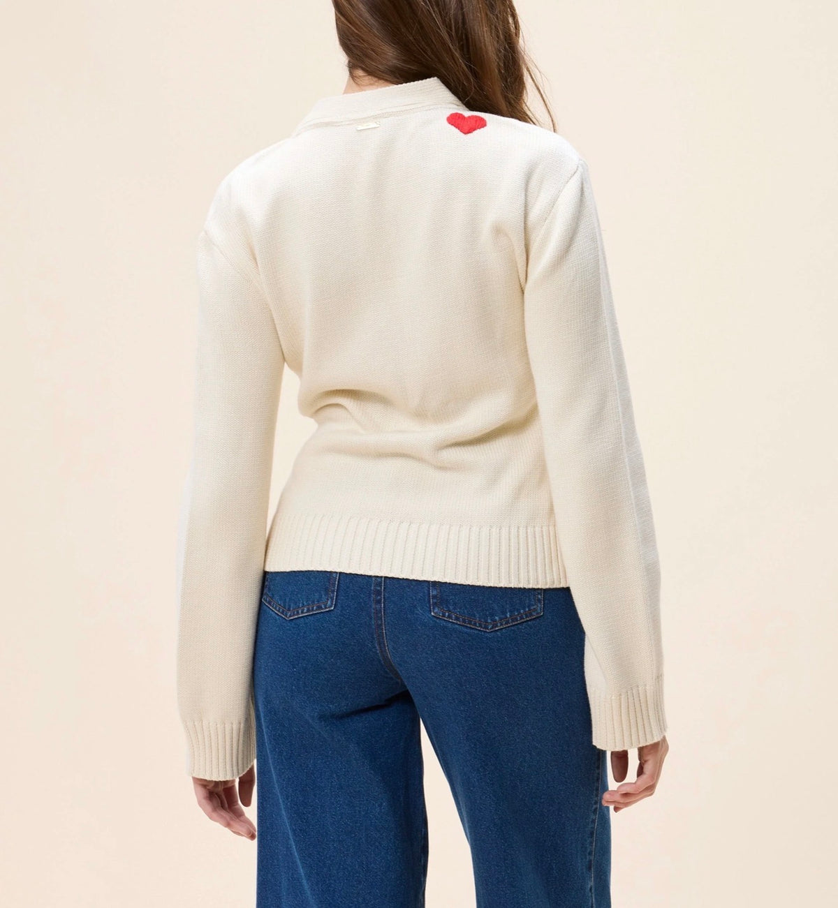 Cream Tamsin Sweater by CLEOBELLA, featuring soft knit fabric and a relaxed fit with long sleeves and a round neckline.