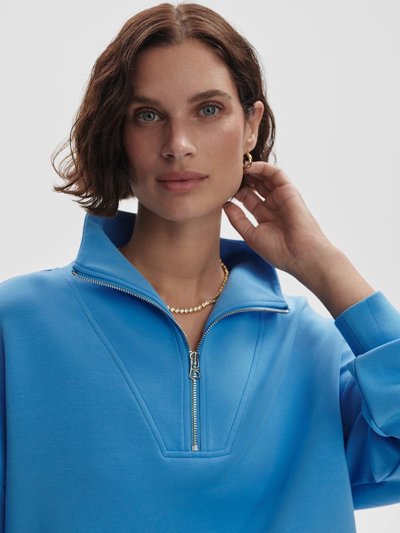 Hawley Half Zip Sweat- Azure Blue
