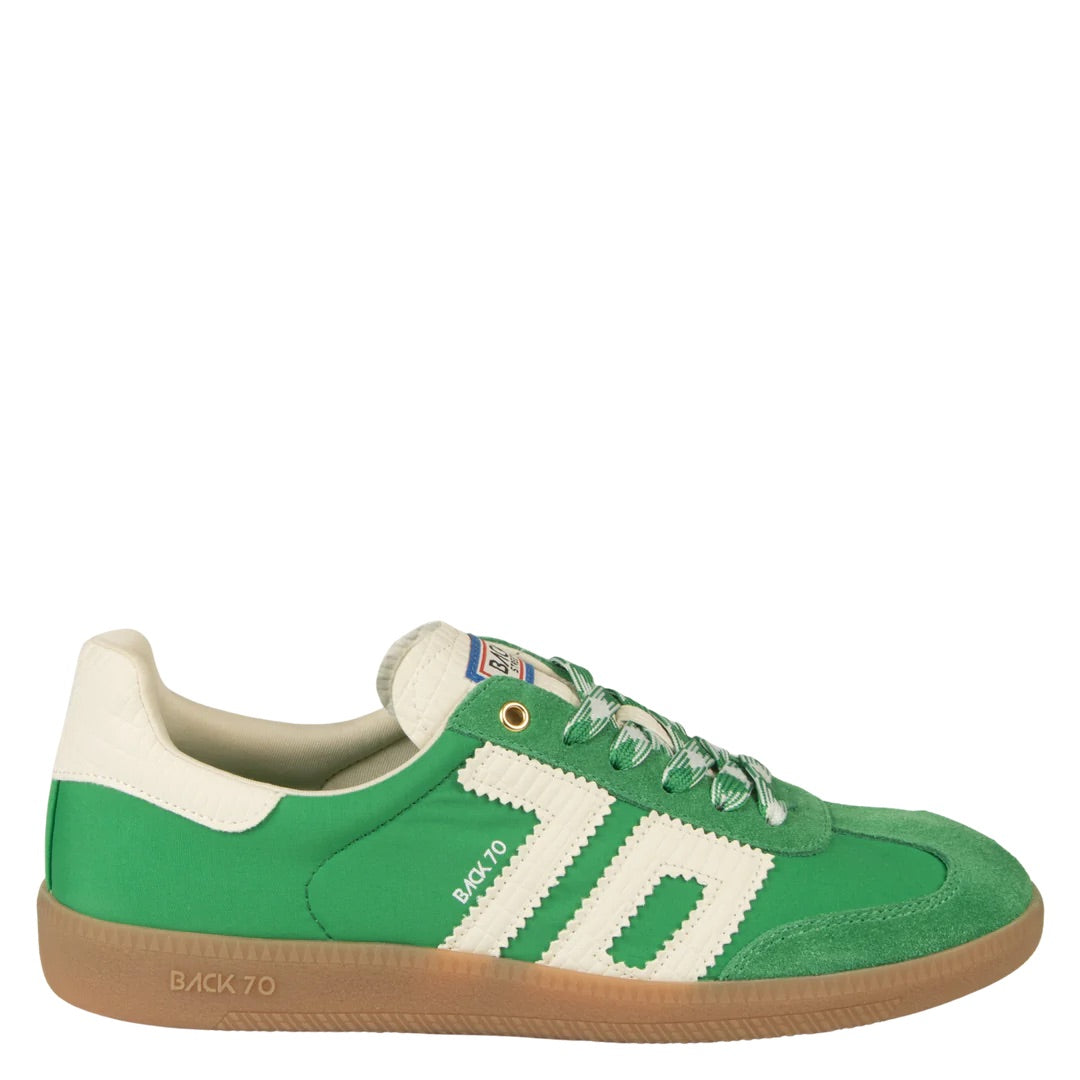 Consolidated Shoe Co BACK 70 Ghost Green Milk sneaker with white sole and green accents, casual footwear for everyday wear.