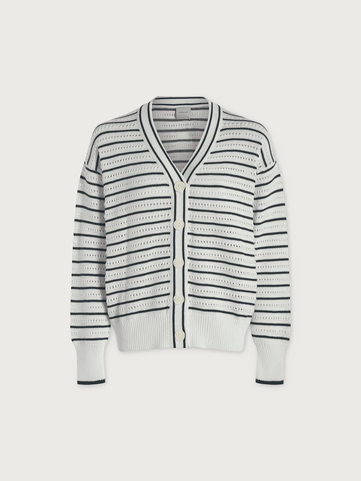 Antonia Relaxed Cardigan - White/ Blue Nights