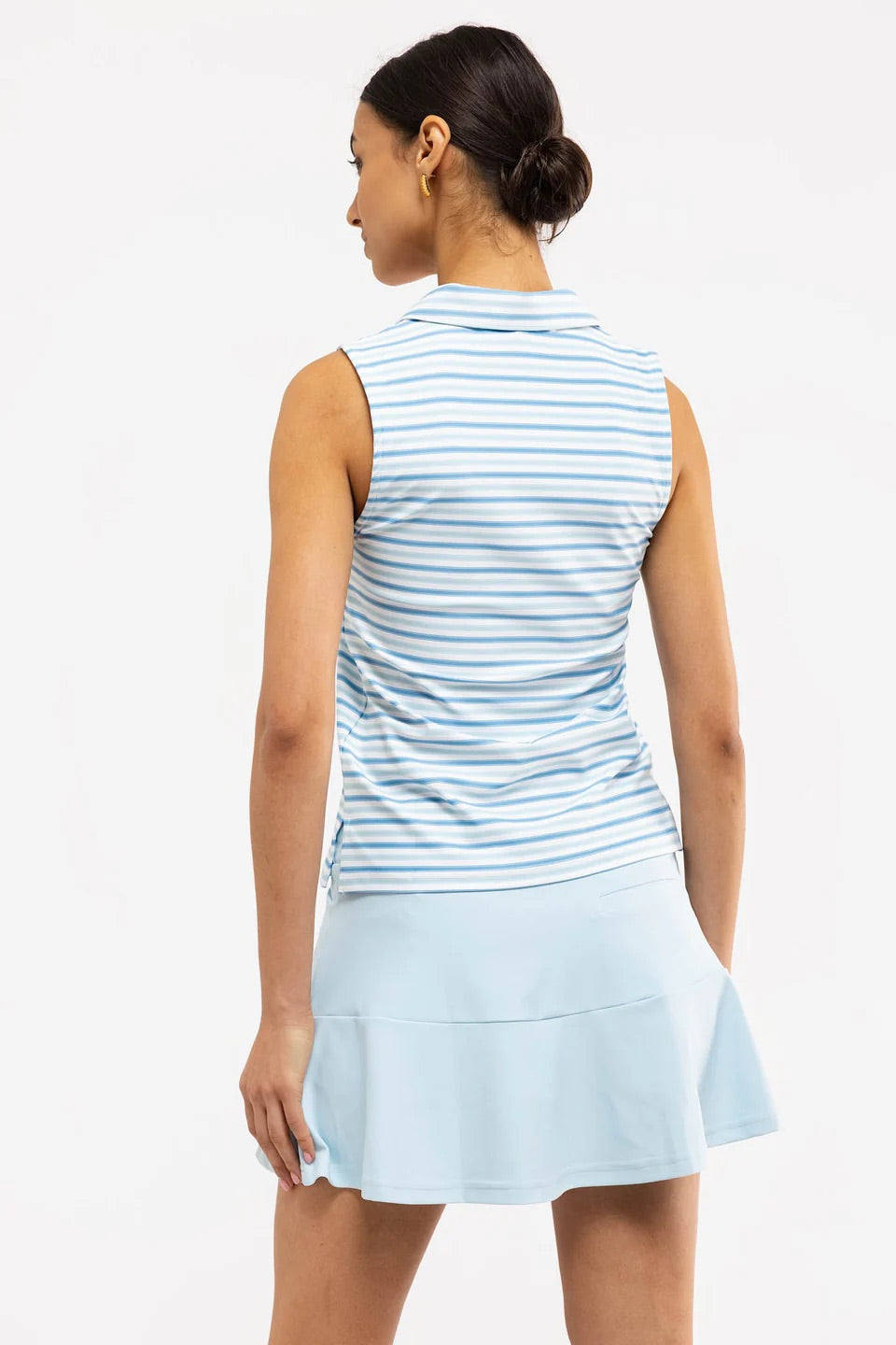Smith & Quinn Jack Polo in Seaside Stripe with a classic collar and short sleeves, featuring blue and white nautical stripe pattern.