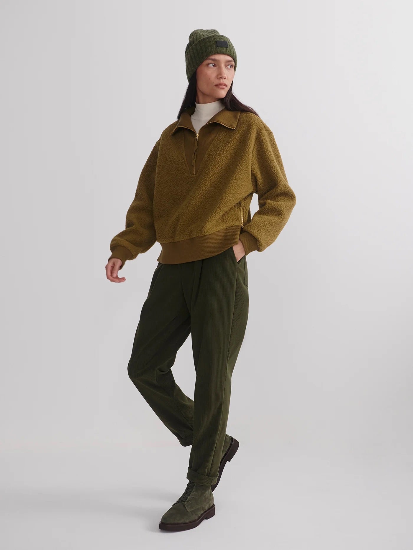 Jaylin Half Zip Fleece - Olive Leaf