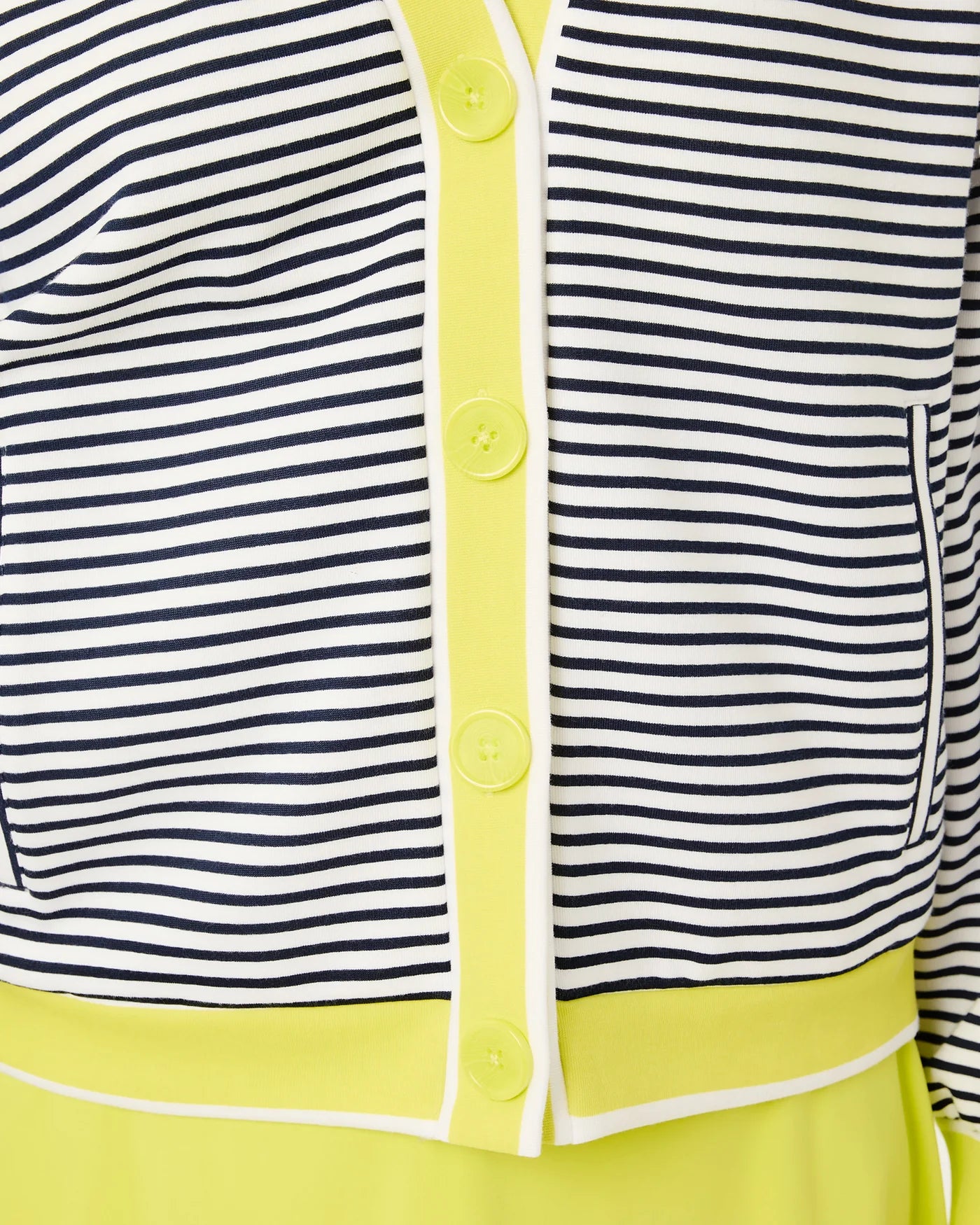Abbott Sweatshirt Cardigan - Super White/Navy/Chartreuse