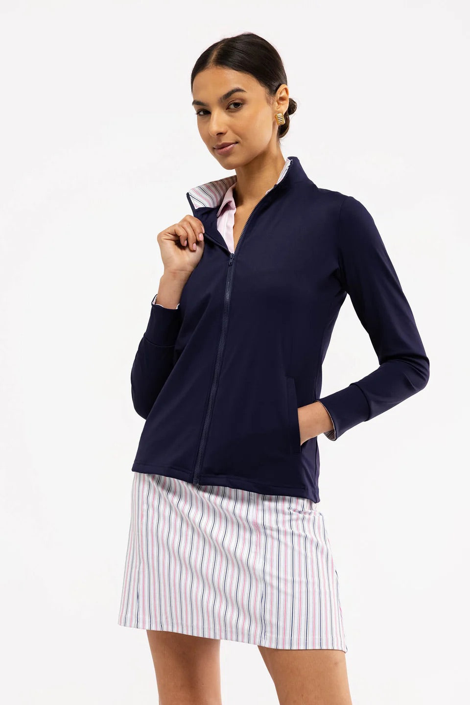 Blakely Full Zip - Navy/Spring Stripe