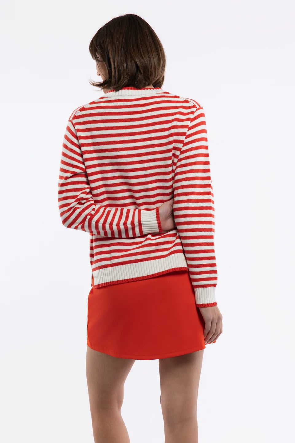 The Autumn Sweater - Tomato/Cream Stripe