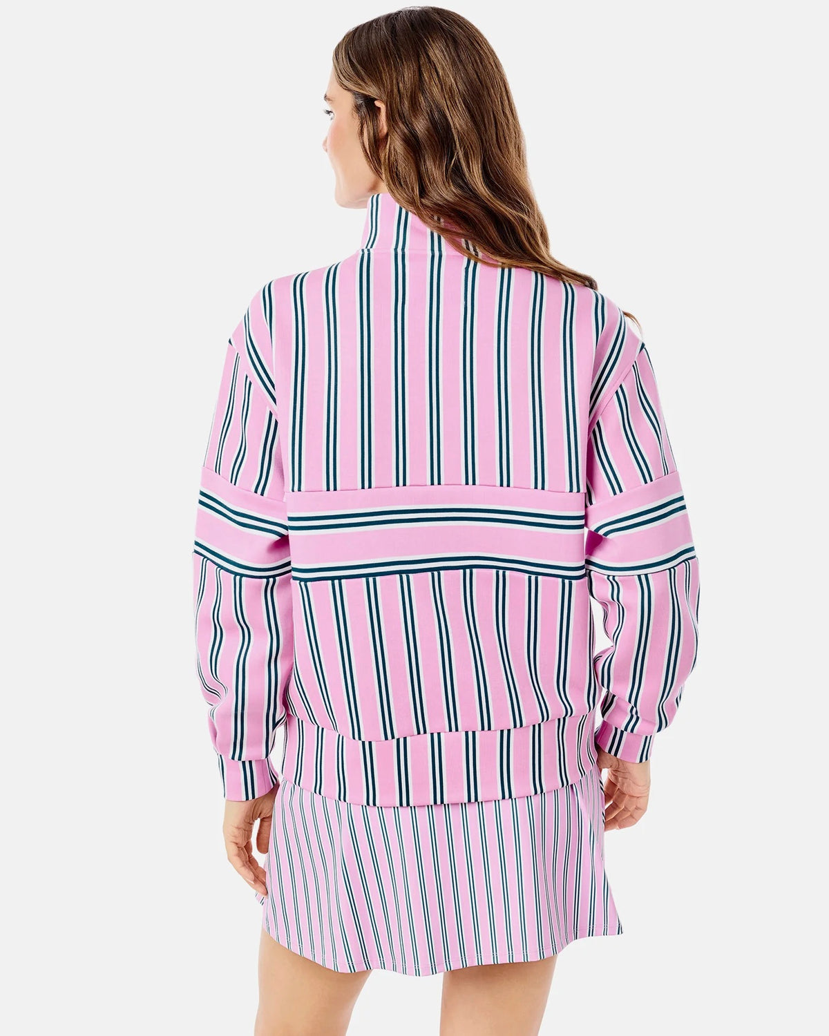 Varsity Quarter Zip - Cotton Candy Triple Stripe