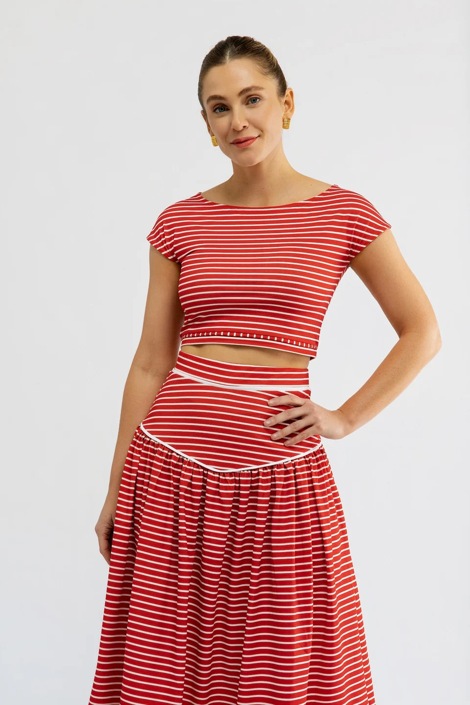 The Mina Top - Strawberry Stripe
