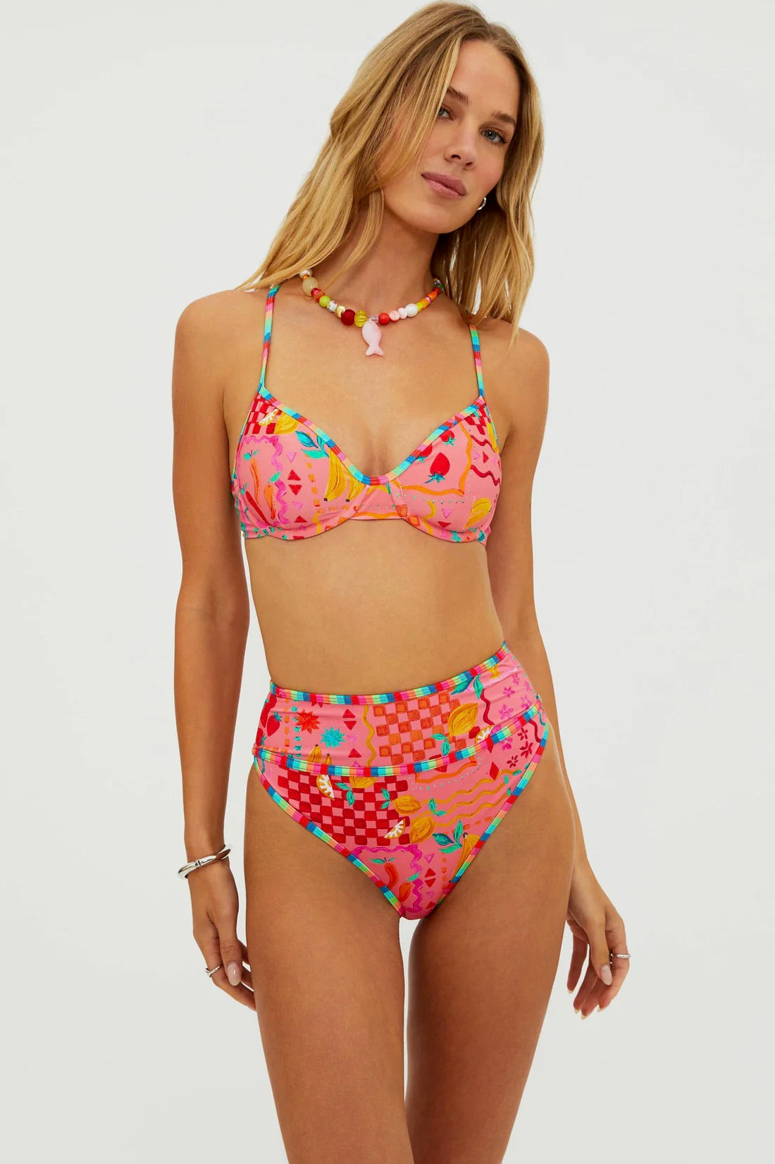 BEACHRIOT Carlotta Bottom in Passion Fruit, vibrant bikini bottom with colorful tropical print, tied side design, perfect for beachwear.