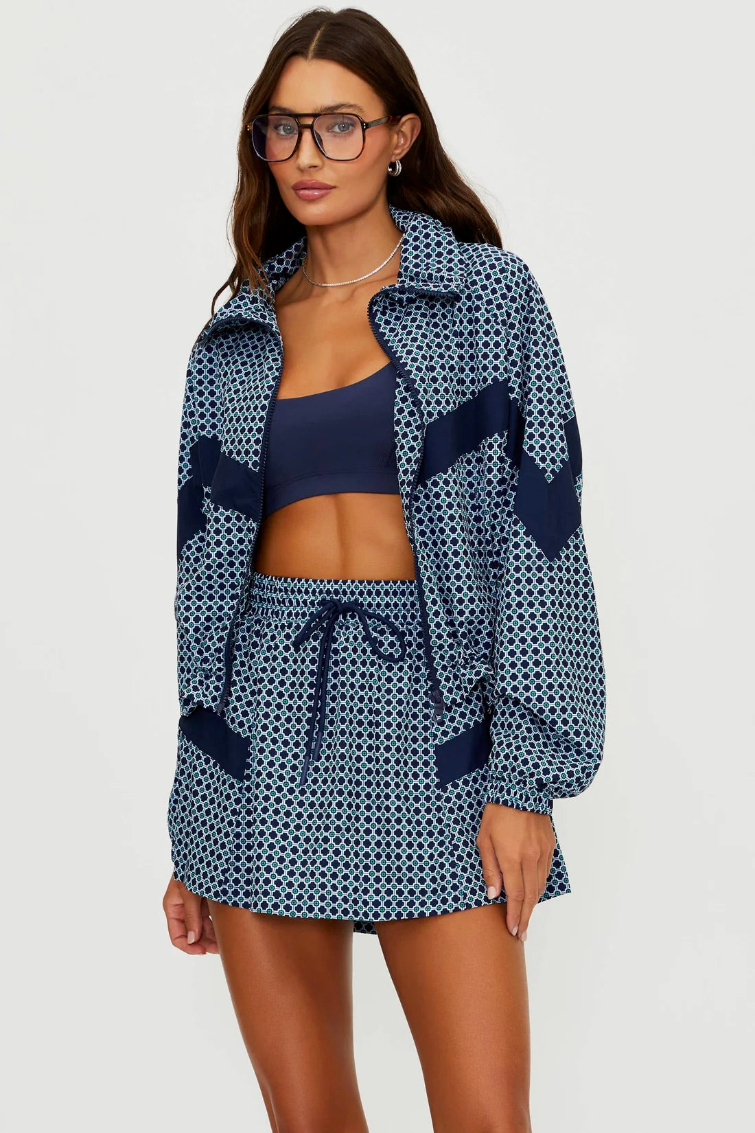 Beachriot Casen Jacket in Twilight Tides Geo with a lightweight, stylish design featuring a vibrant, patterned print.