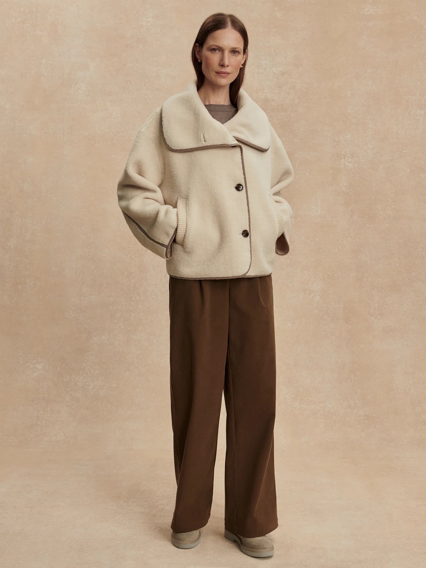 Romane Boxy Sherpa Jacket - Sandshell