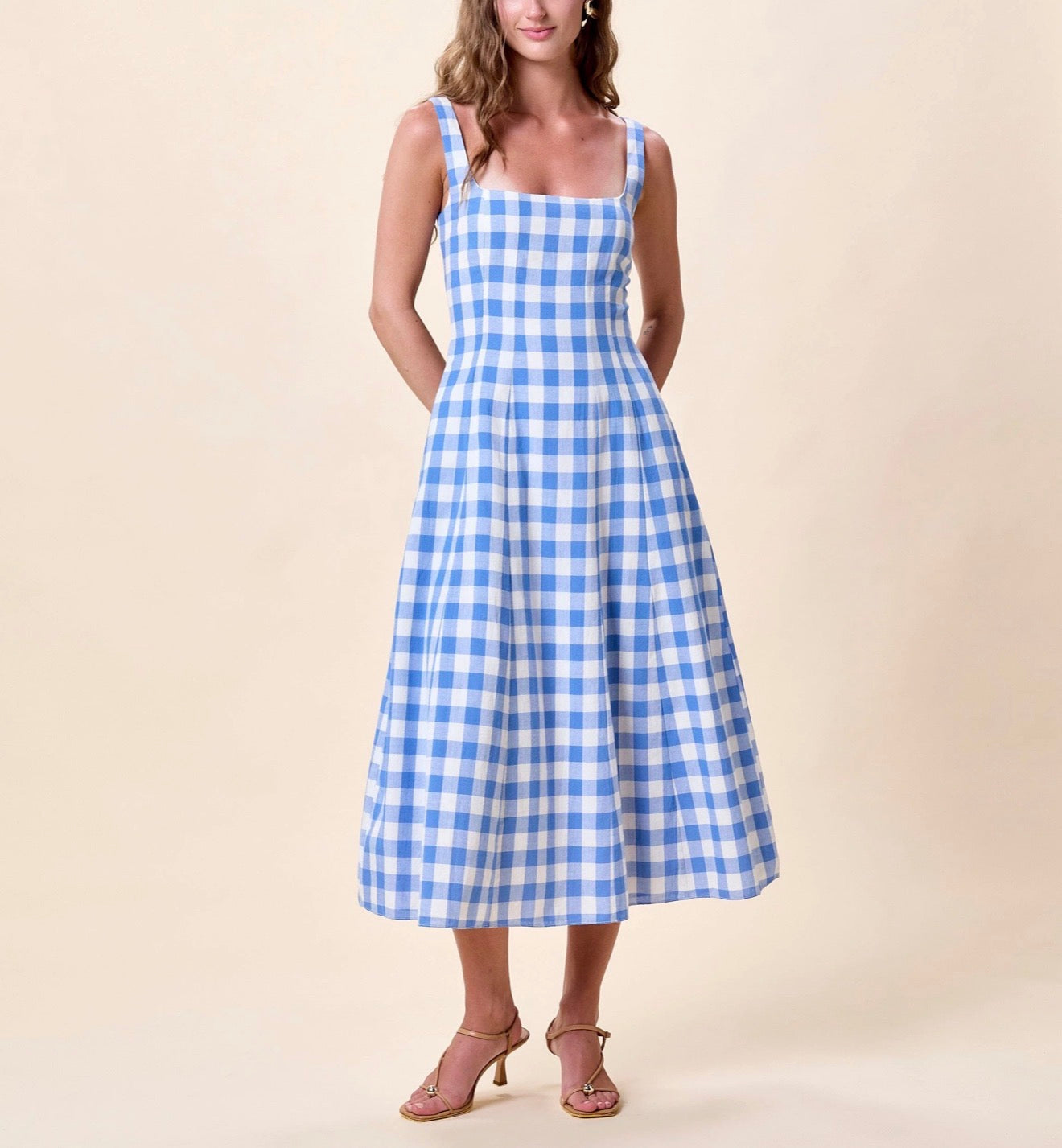 Ardena Ankle Dress - Blue Bonnet Gingham