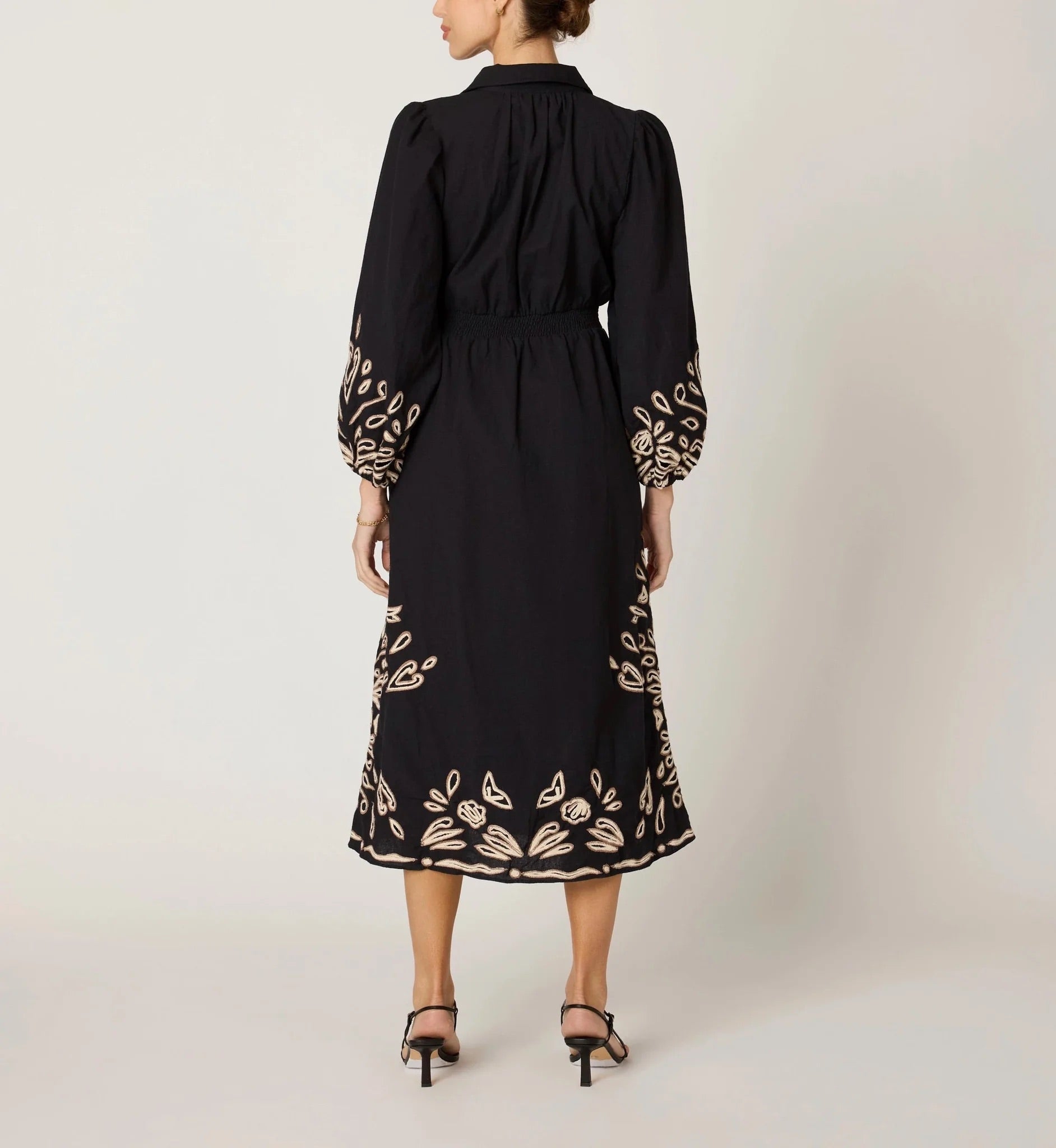 Elyse Midi Dress - Black/Ivory