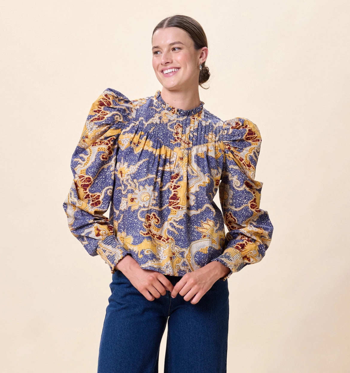The Irina Blouse - Blue Castello