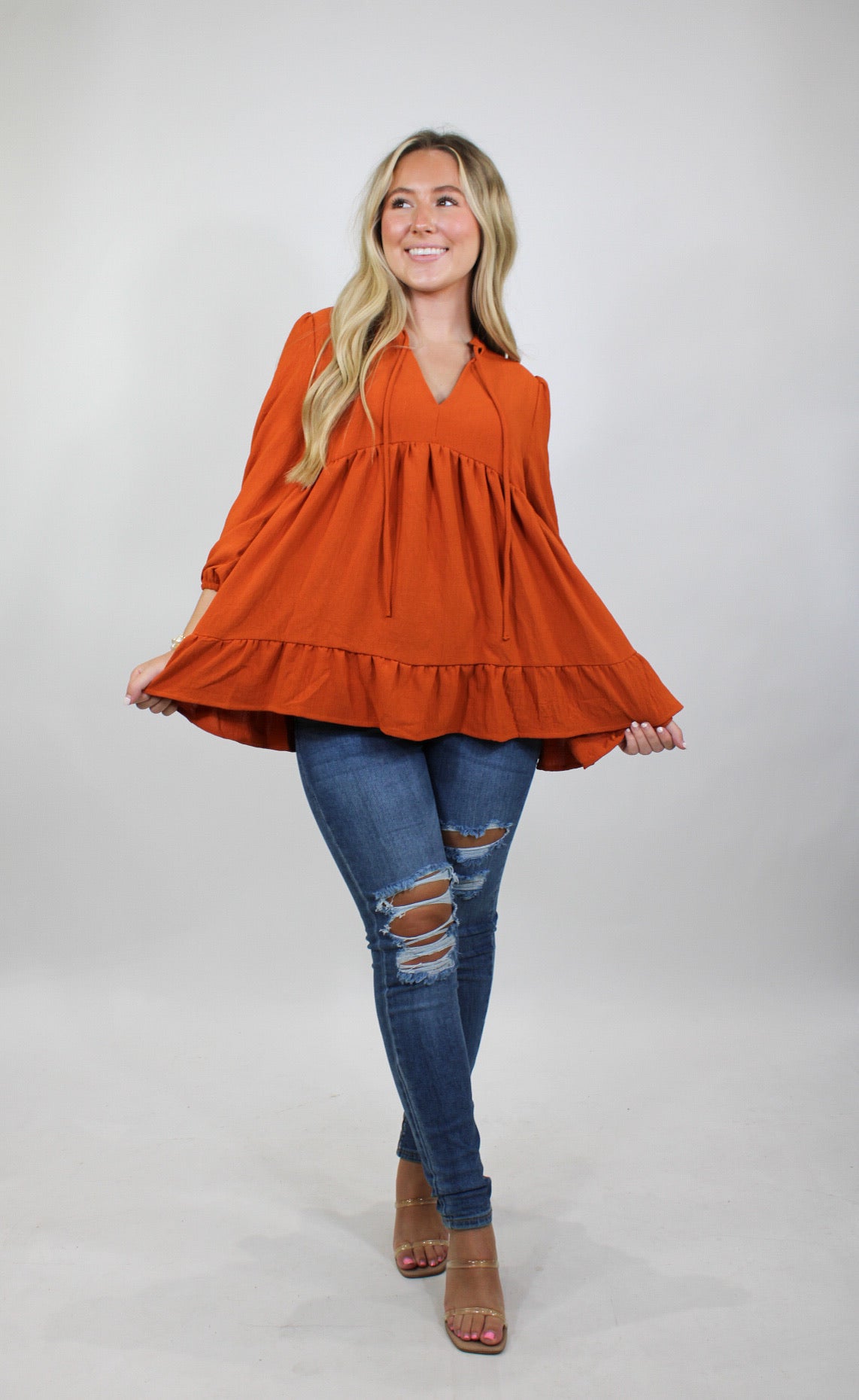 Rust is a Must Babydoll Top - Shopsisterology