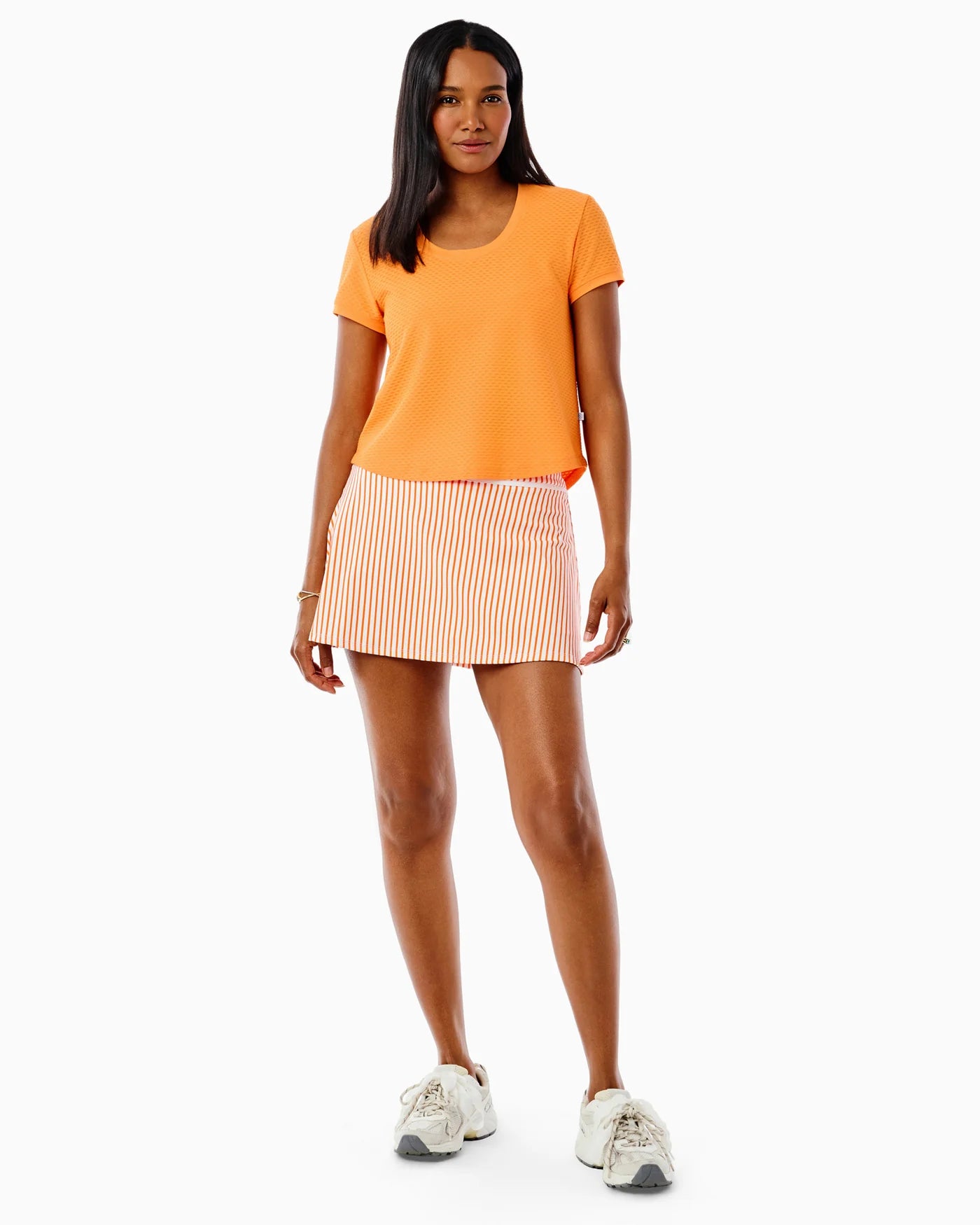 Double Flounce Back Skort - Orange Crush Stripe