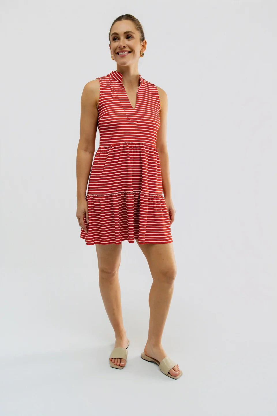 The Tatum Dress - Strawberry Stripe