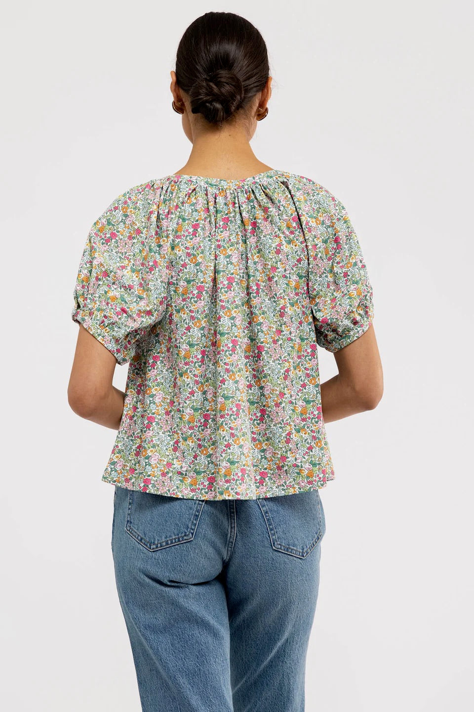 Smith & Quinn Imogen Top in Sorbet Bouquet with floral pattern and lightweight fabric, displayed on a mannequin.
