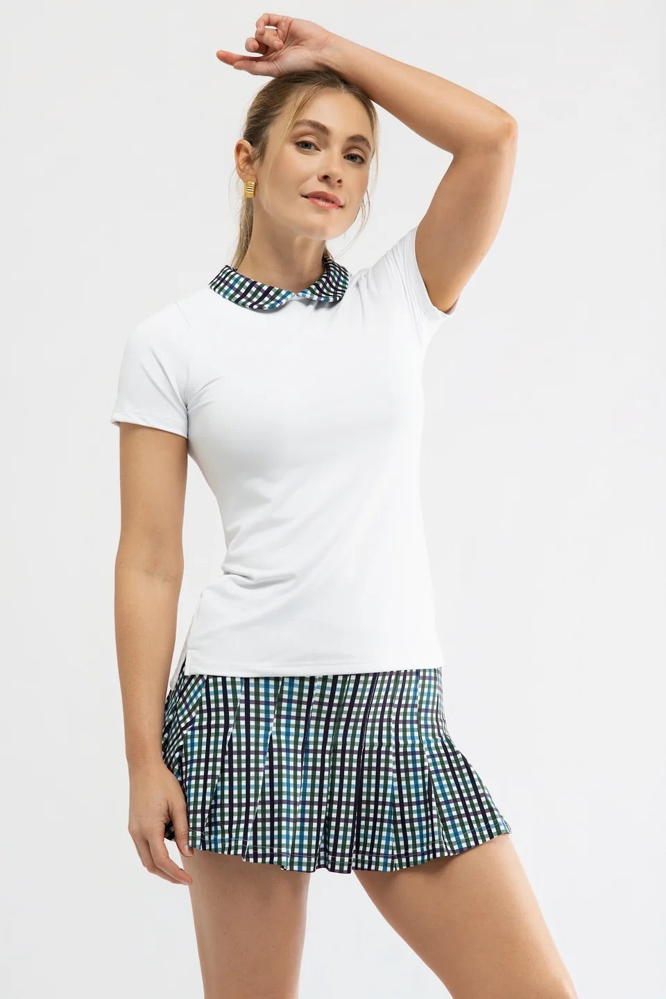 The Belle Polo - White/English Gingham