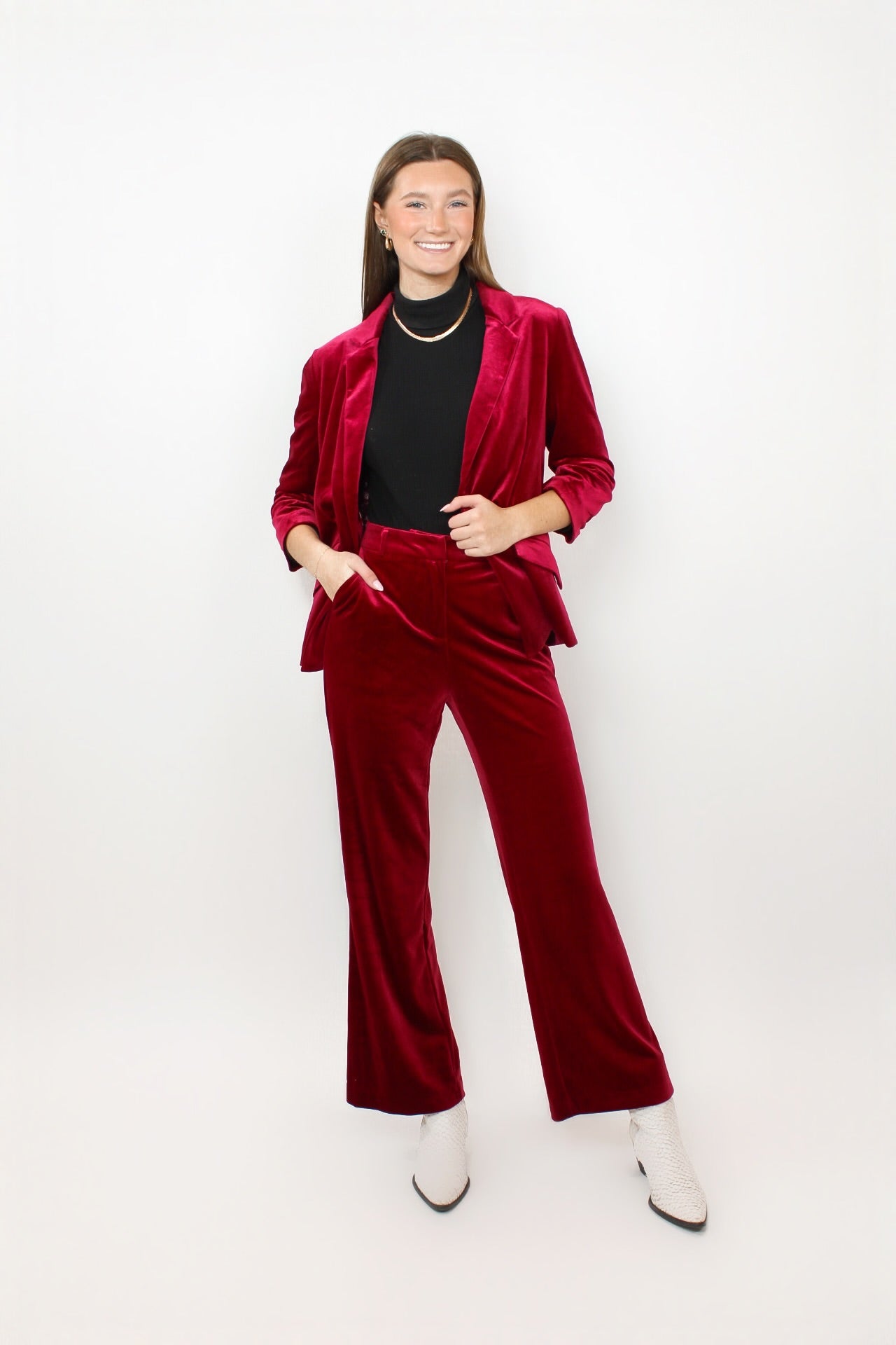 Wine velvet outlet suit