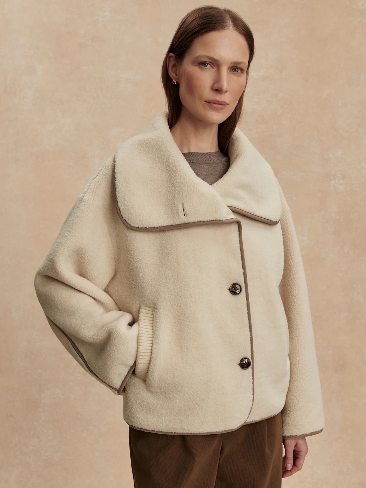 Romane Boxy Sherpa Jacket - Sandshell