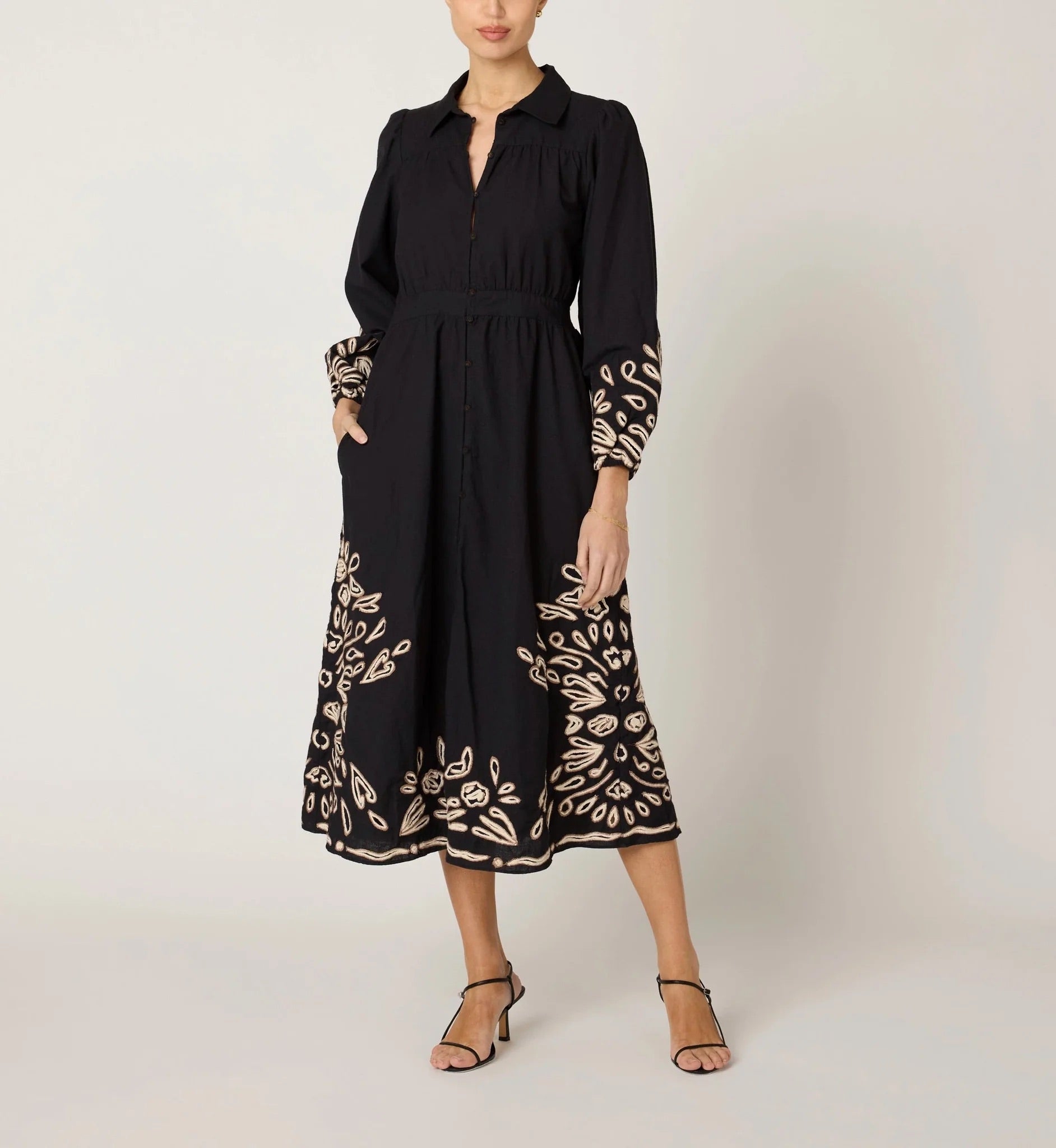 Elyse Midi Dress - Black/Ivory