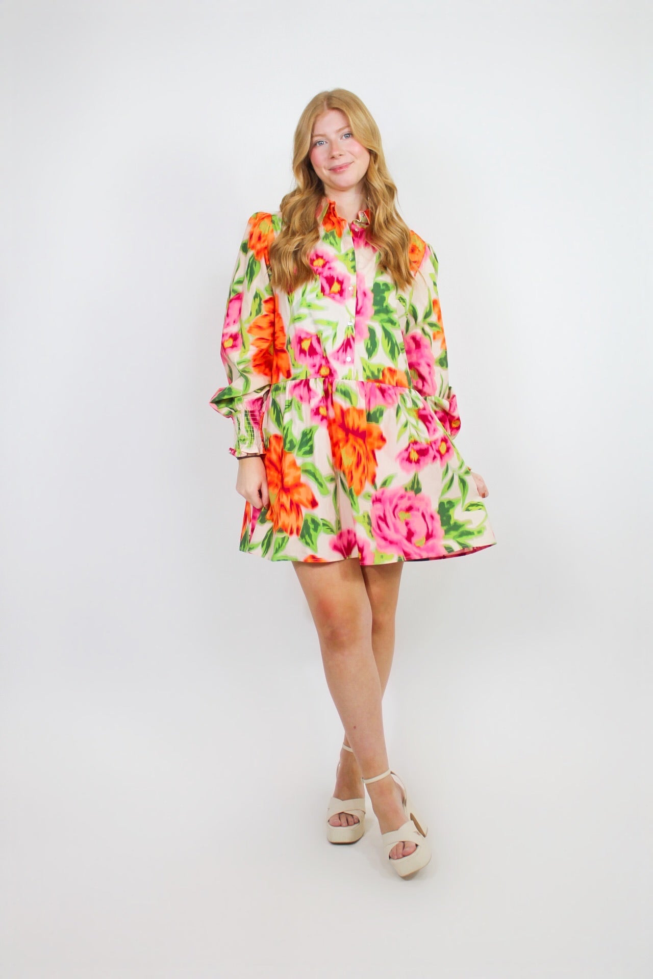 Floral Button Down Mini Dress