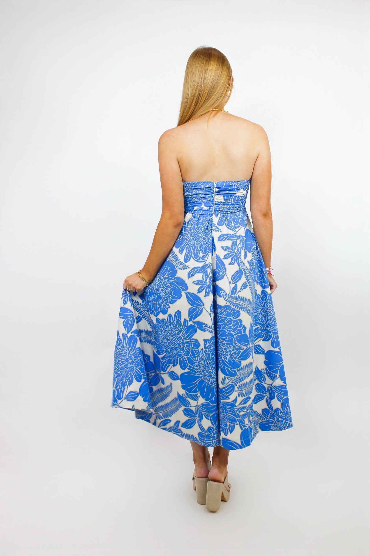 Toucan Strapless Midi Dress