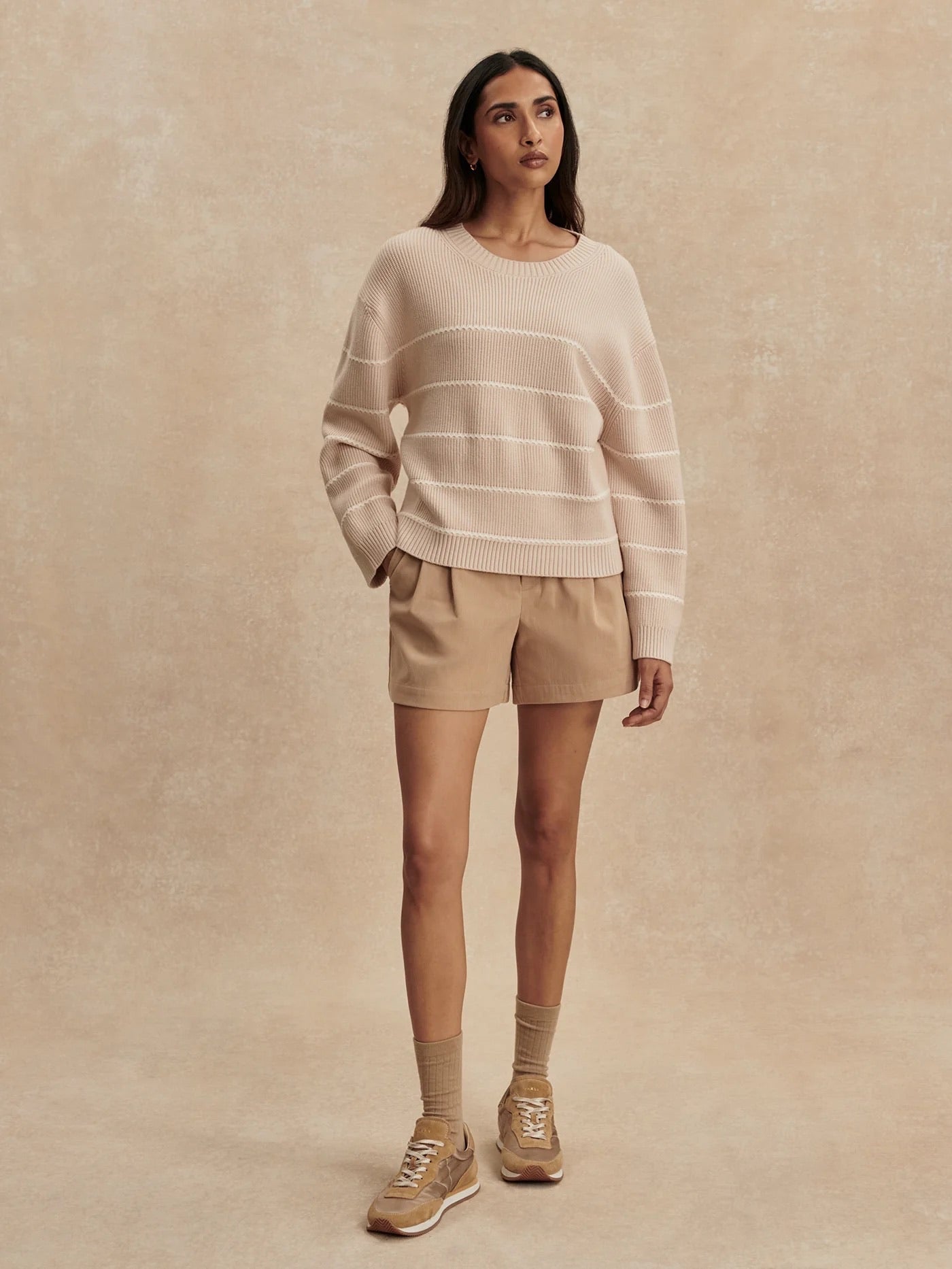 Meryl Stripe Knit Sweater - Oat Milk
