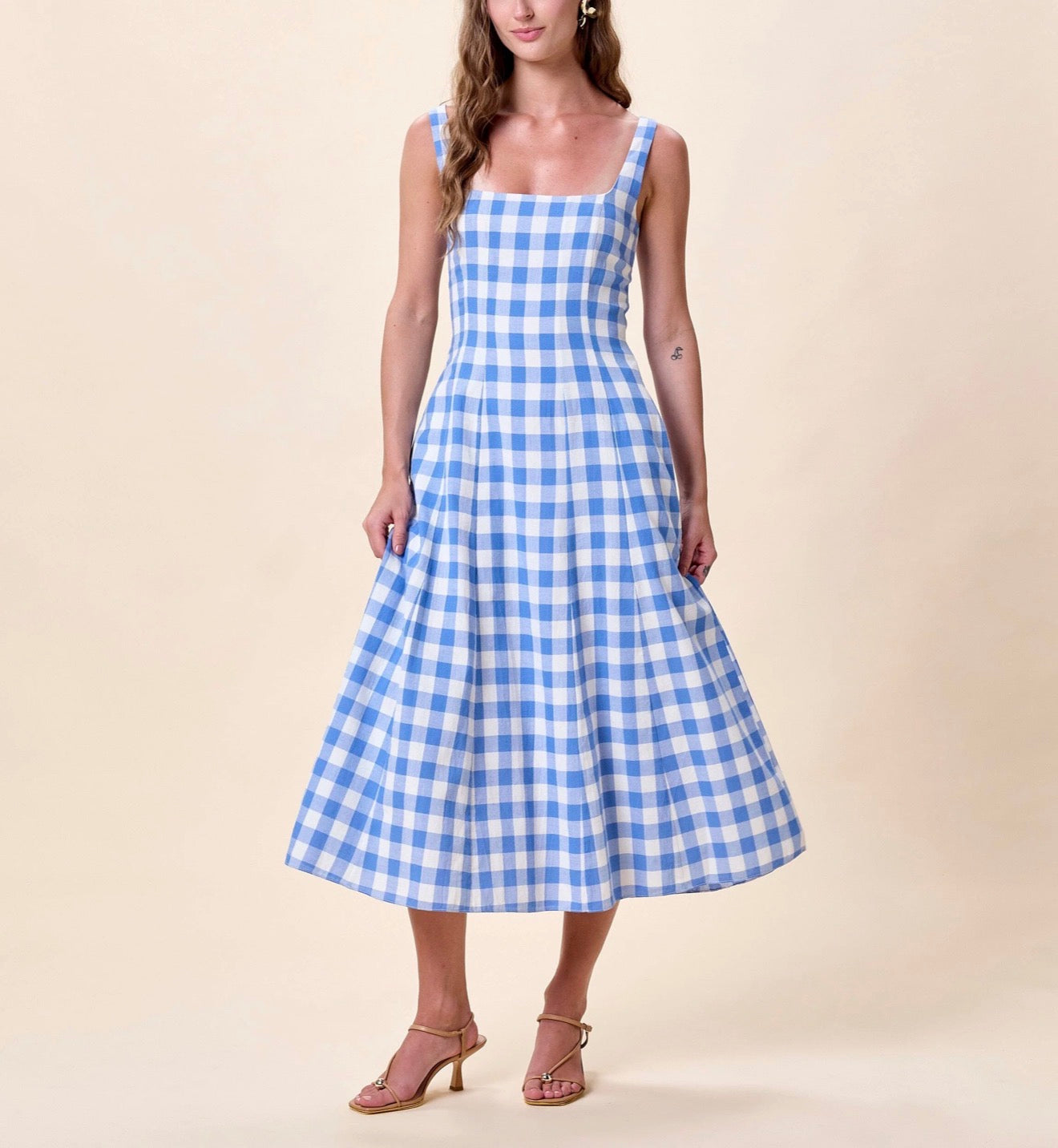 Ardena Ankle Dress - Blue Bonnet Gingham