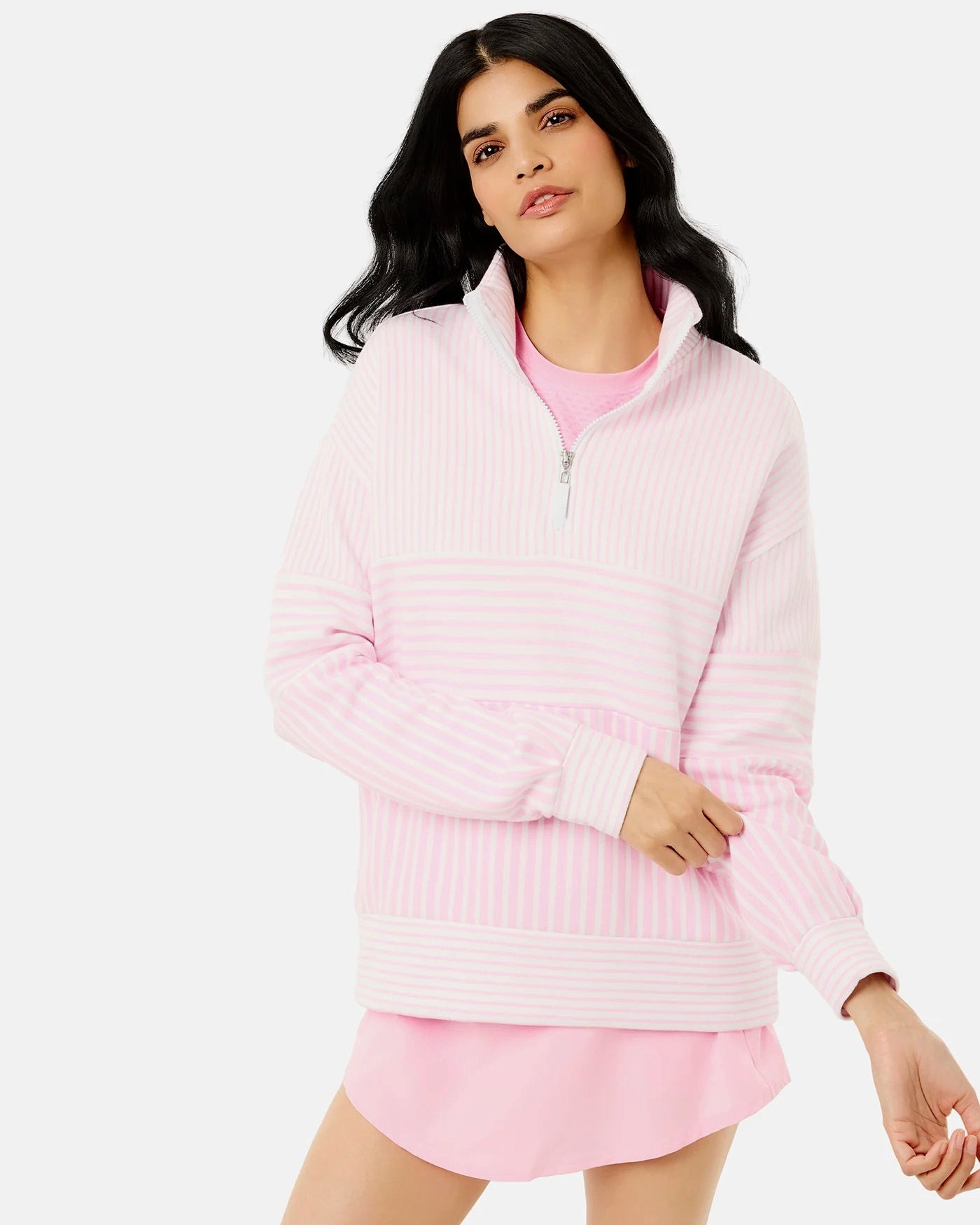 Varsity Quarter Zip - Bubblegum
