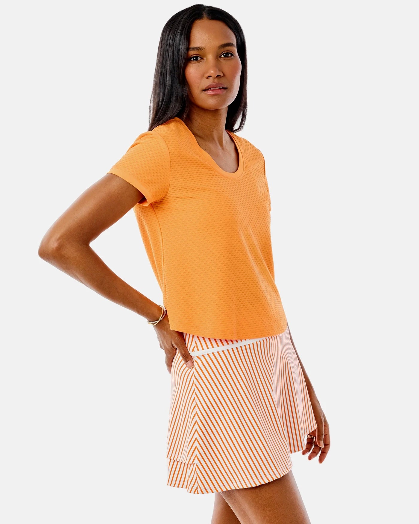 Scoop Neck Stokes Short Sleeve - Orange Crush