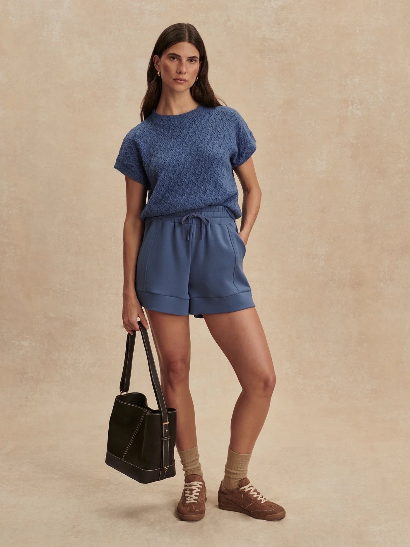 Manae Pointelle Knit Top - Bijou Blue