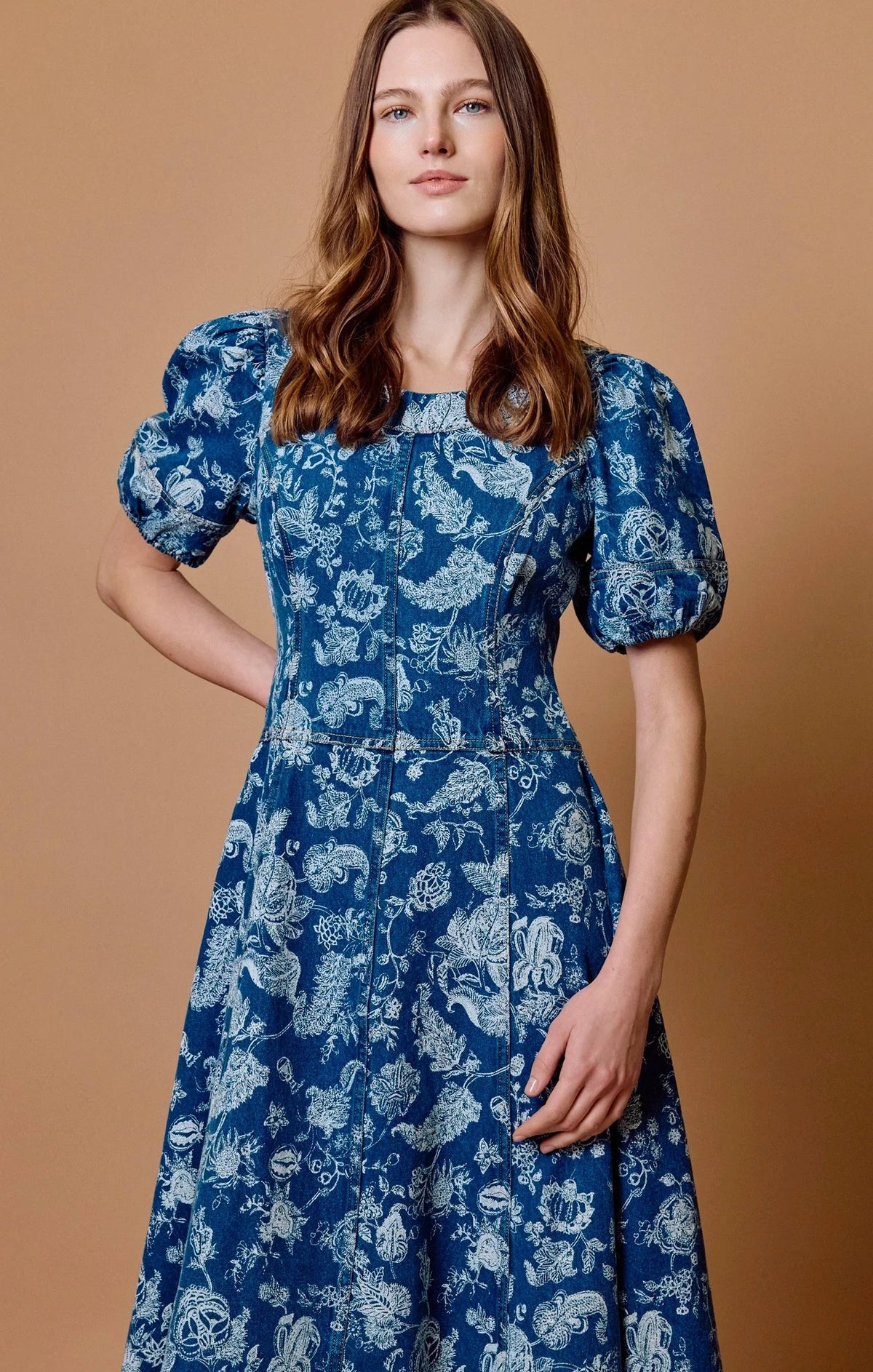 CLEOBELLA Charlie Midi Dress with Bois Laser Print, featuring a stylish cut and detailed pattern on lightweight fabric.