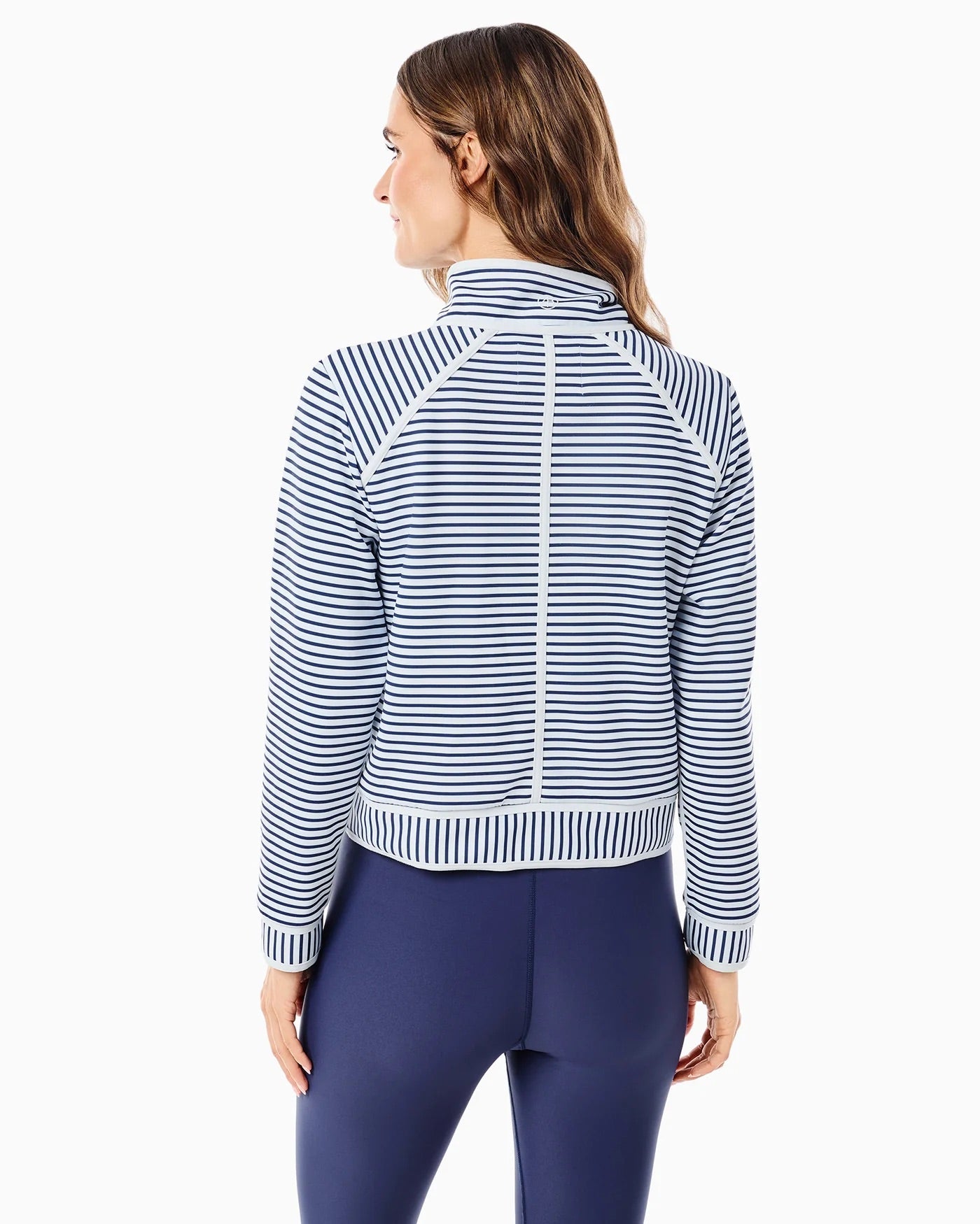 Bainbridge Quarter Zip - Super White/Navy Stripe