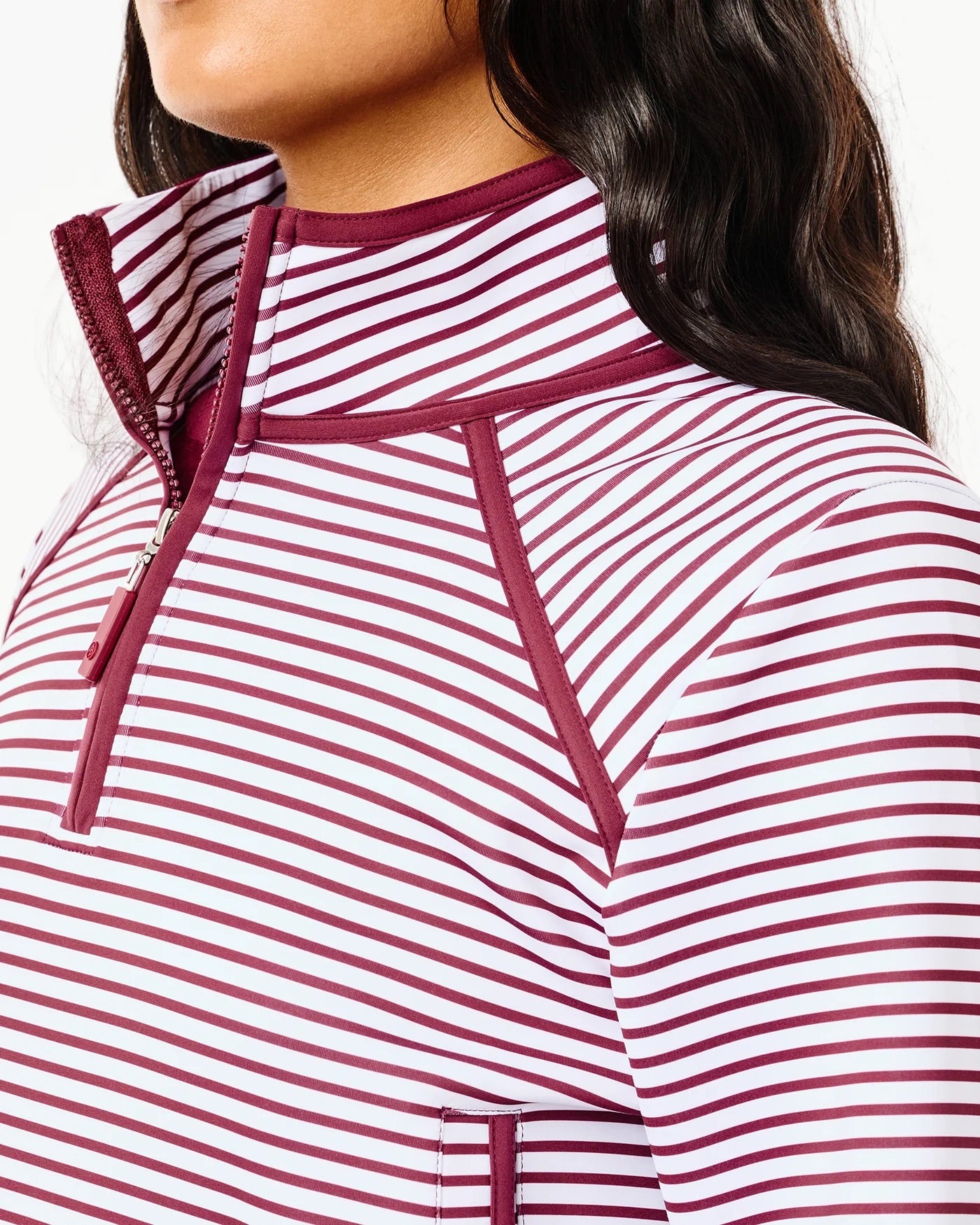 Bainbridge Quarter Zip - White/Lacquer Stripe