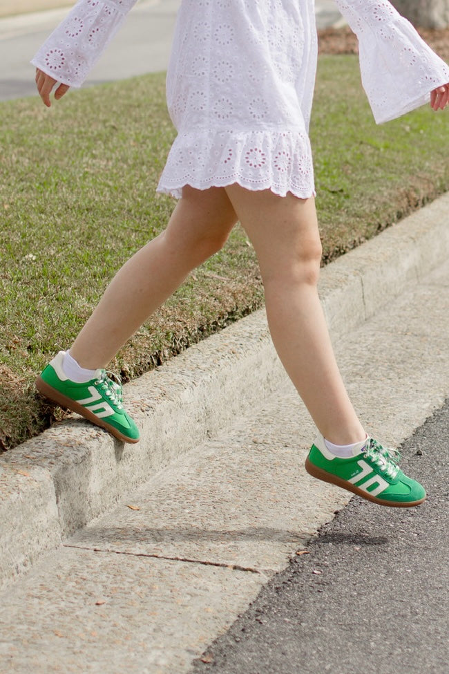 Consolidated Shoe Co. BACK 70 Ghost Green Milk sneaker with green and white design, casual athletic style, on white background.