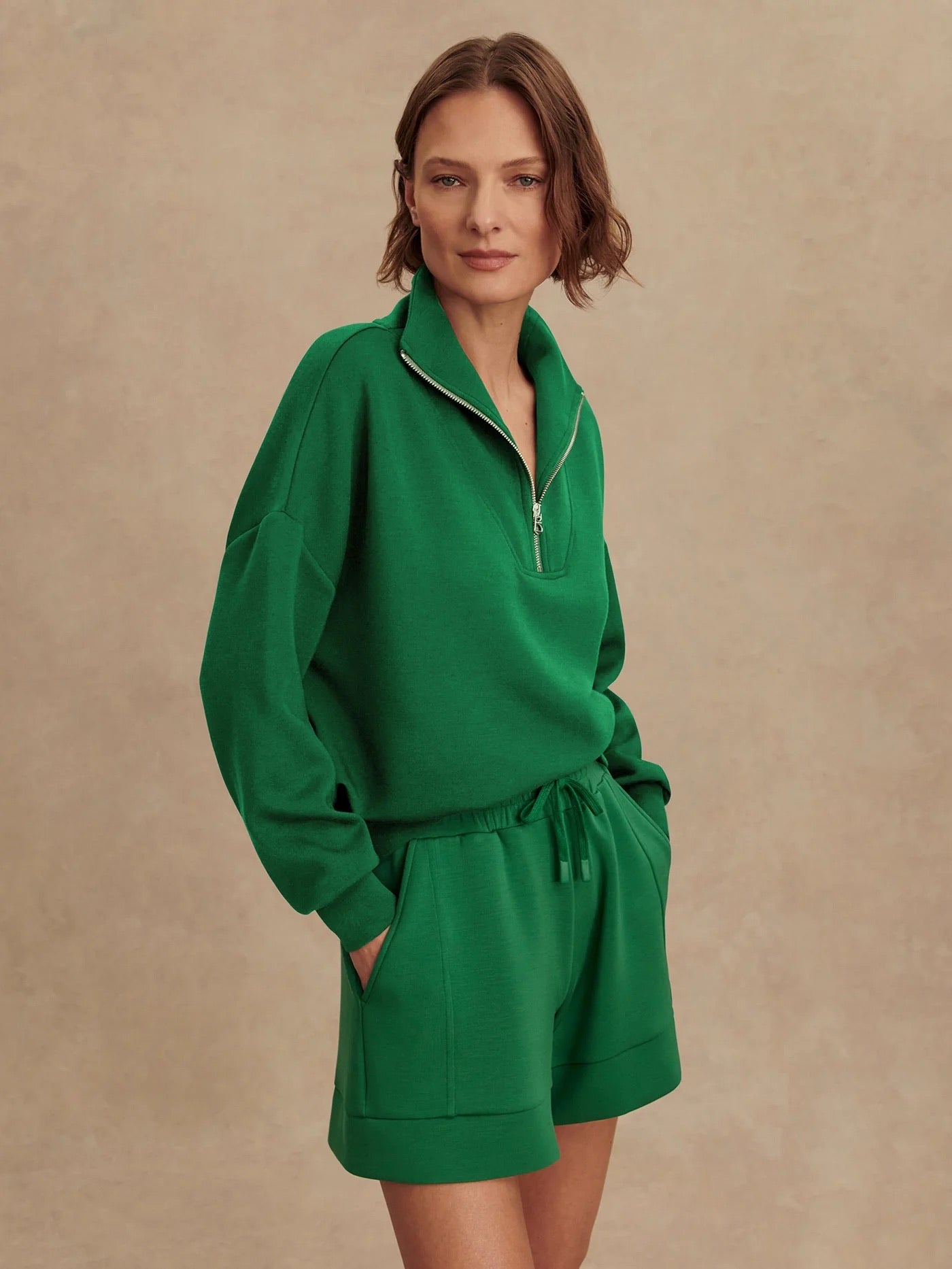 Hawley Half Zip Sweat- Verdant Green