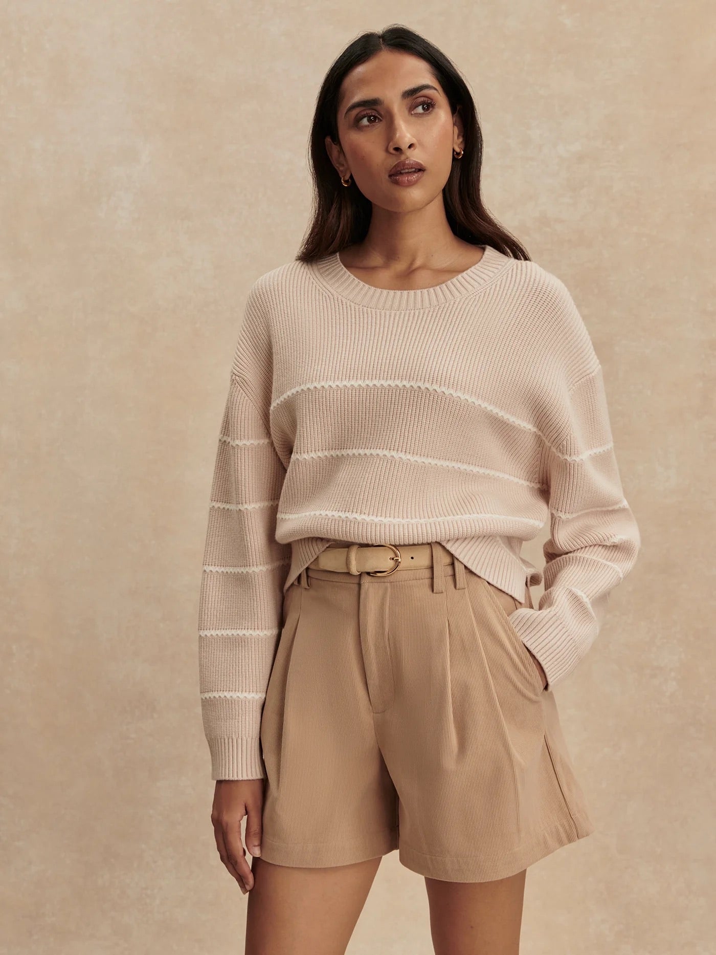 Meryl Stripe Knit Sweater - Oat Milk