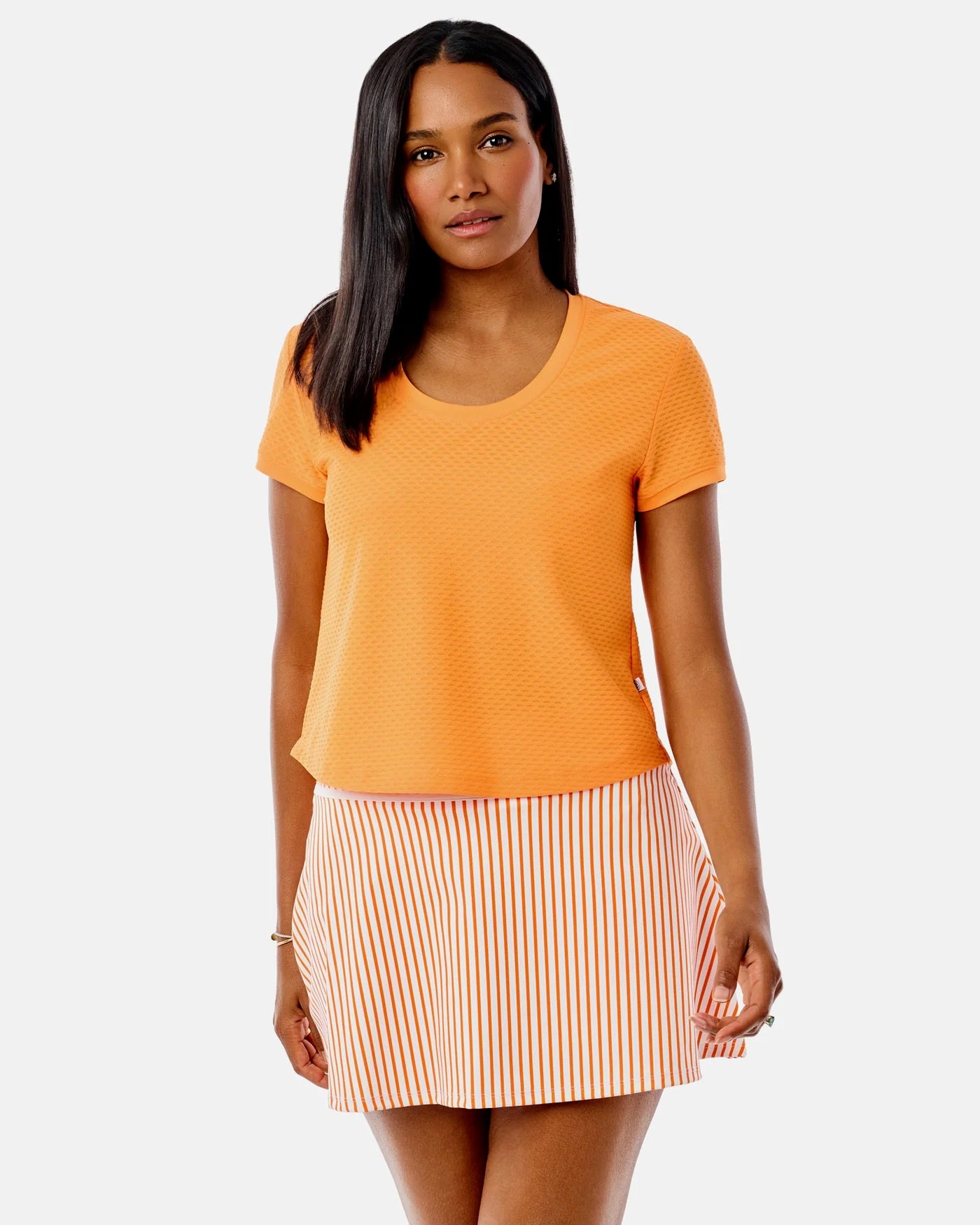 Scoop Neck Stokes Short Sleeve - Orange Crush