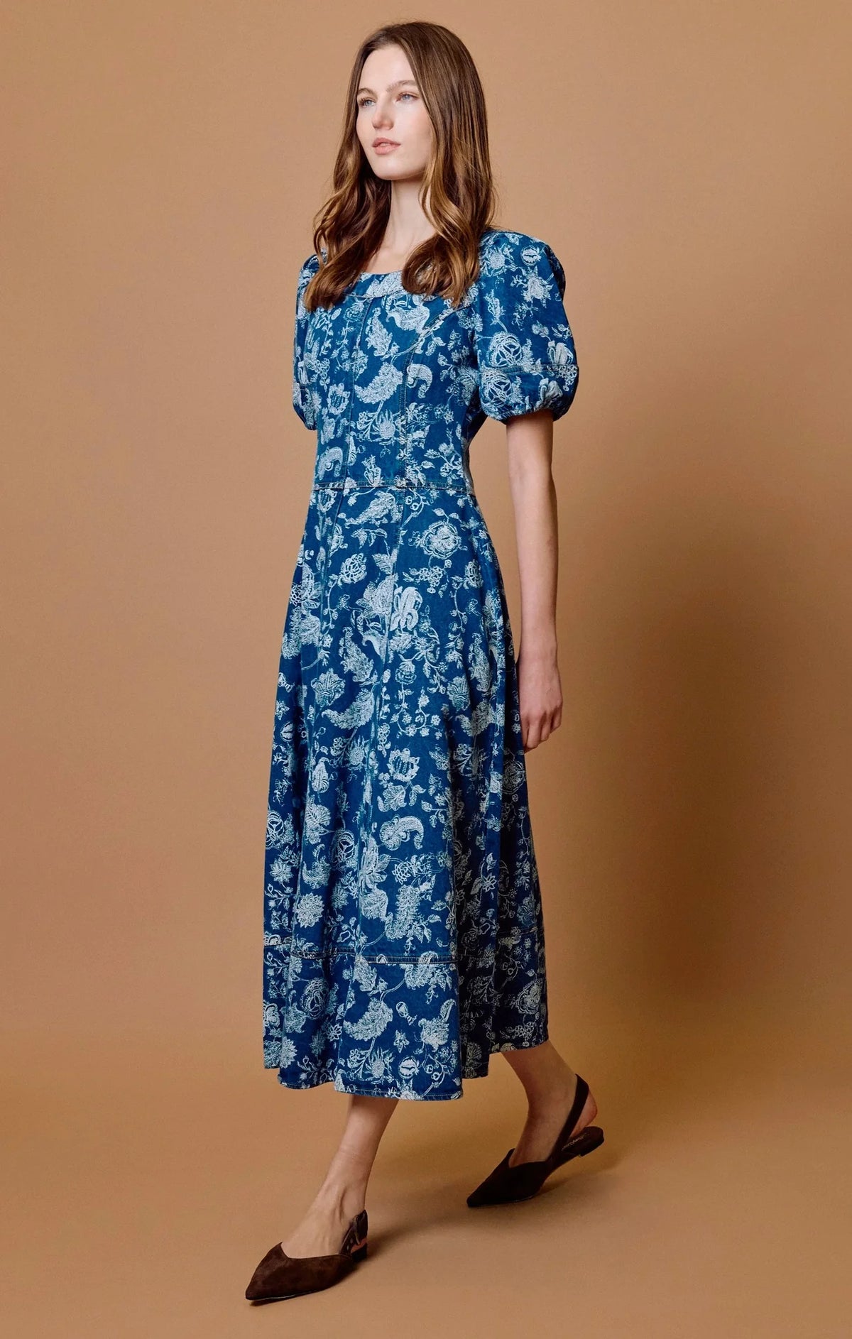 CLEOBELLA Charlie Midi Dress with Bois Laser Print, showcasing a stylish, patterned fabric and elegant midi-length design.