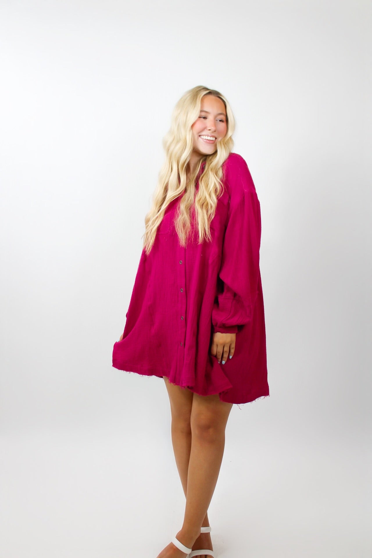 Pop Star Pink Button Up